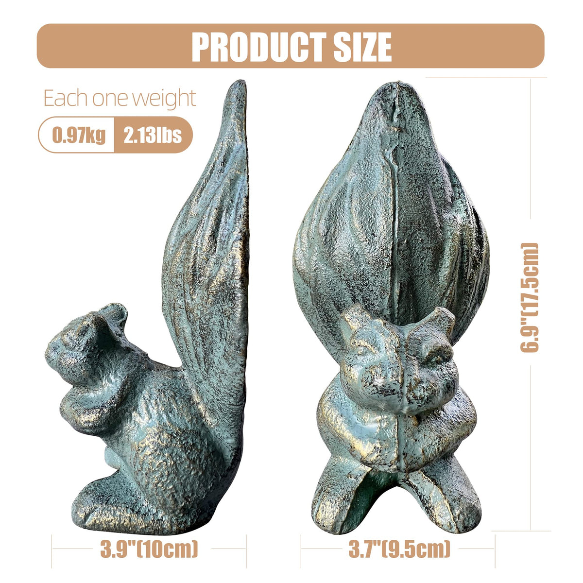 Cute Squirrel Cast Iron Bookends 2PCS Decorative Book - Livfodrm Official Imagery - 3