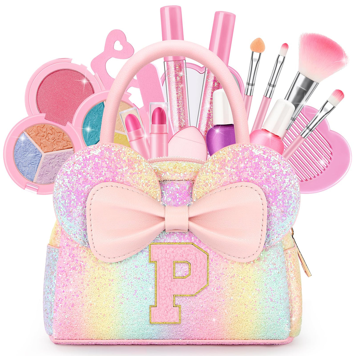 Kids Washable Makeup Kit for Girls 17 Pcs Non Toxic Make Up - mibasies Official Imagery - 2