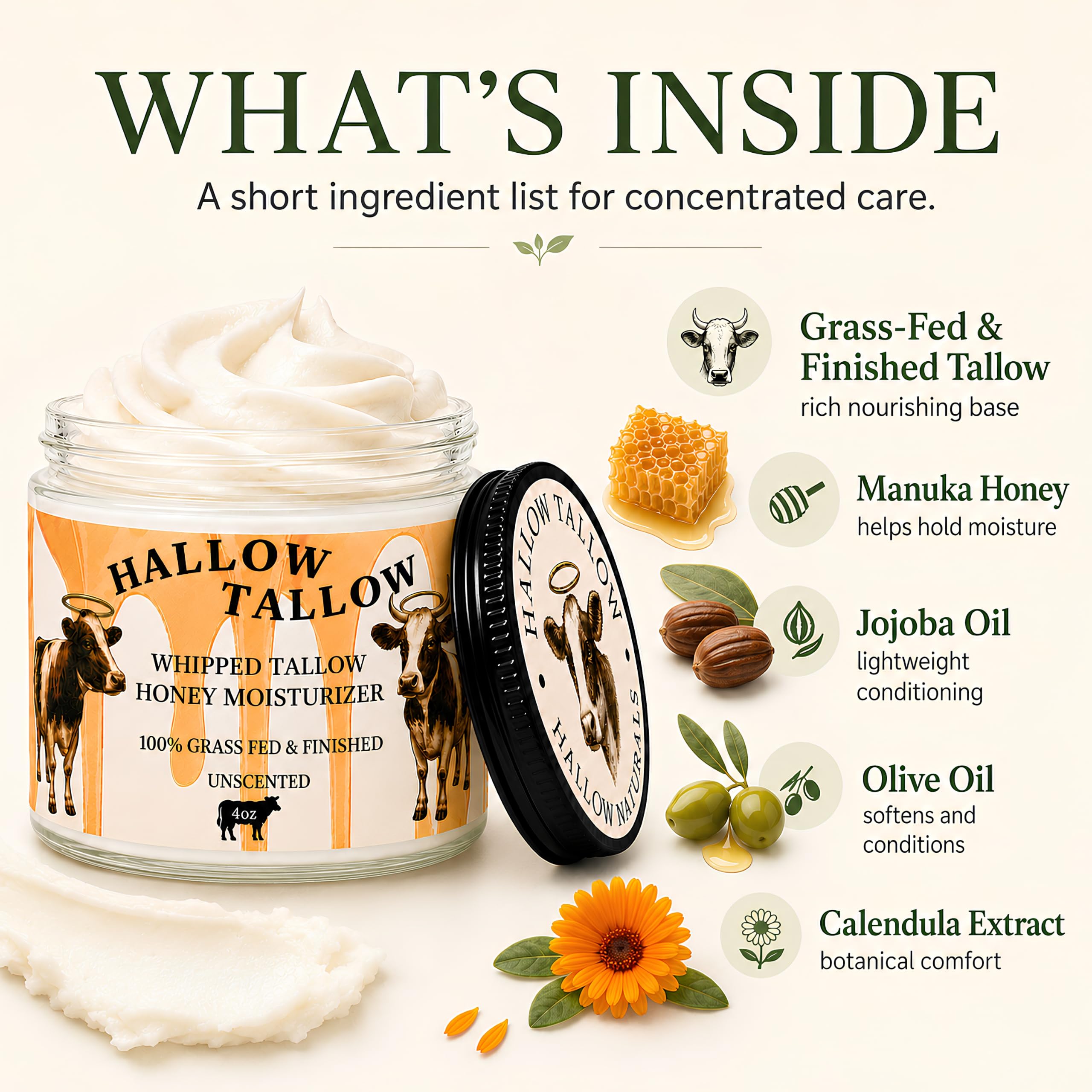 Hallow Naturals Hallow Tallow Whipped Beef Tallow Moisturizer – 1 - Hallow Naturals Official Product View 4