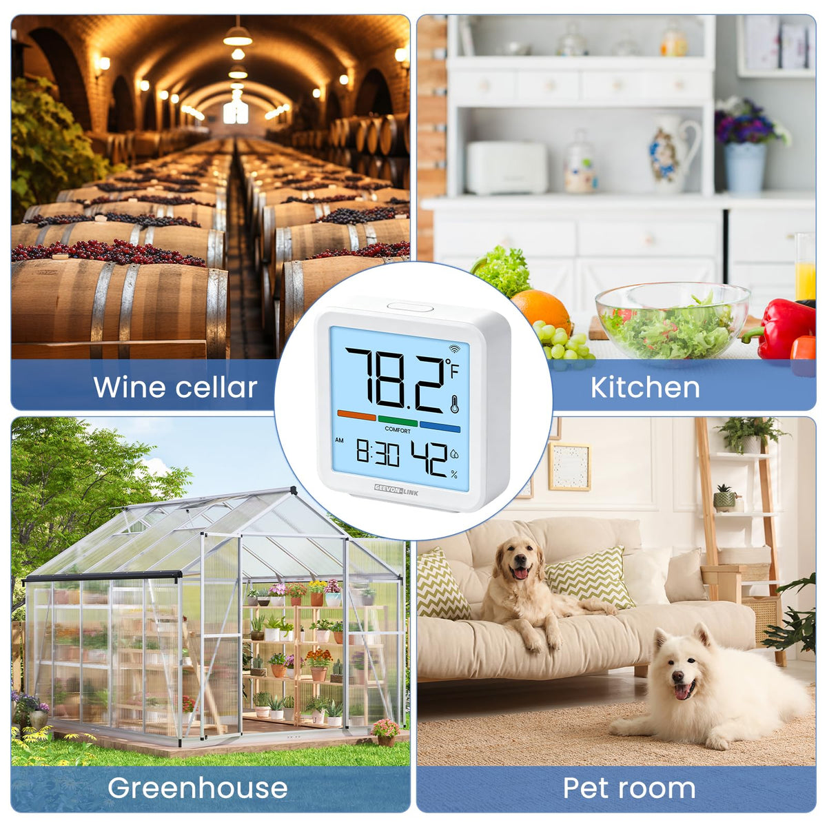 Indoor WiFi Thermometer Hygrometer with App Email - GEEVON-LINK Official Imagery - 8