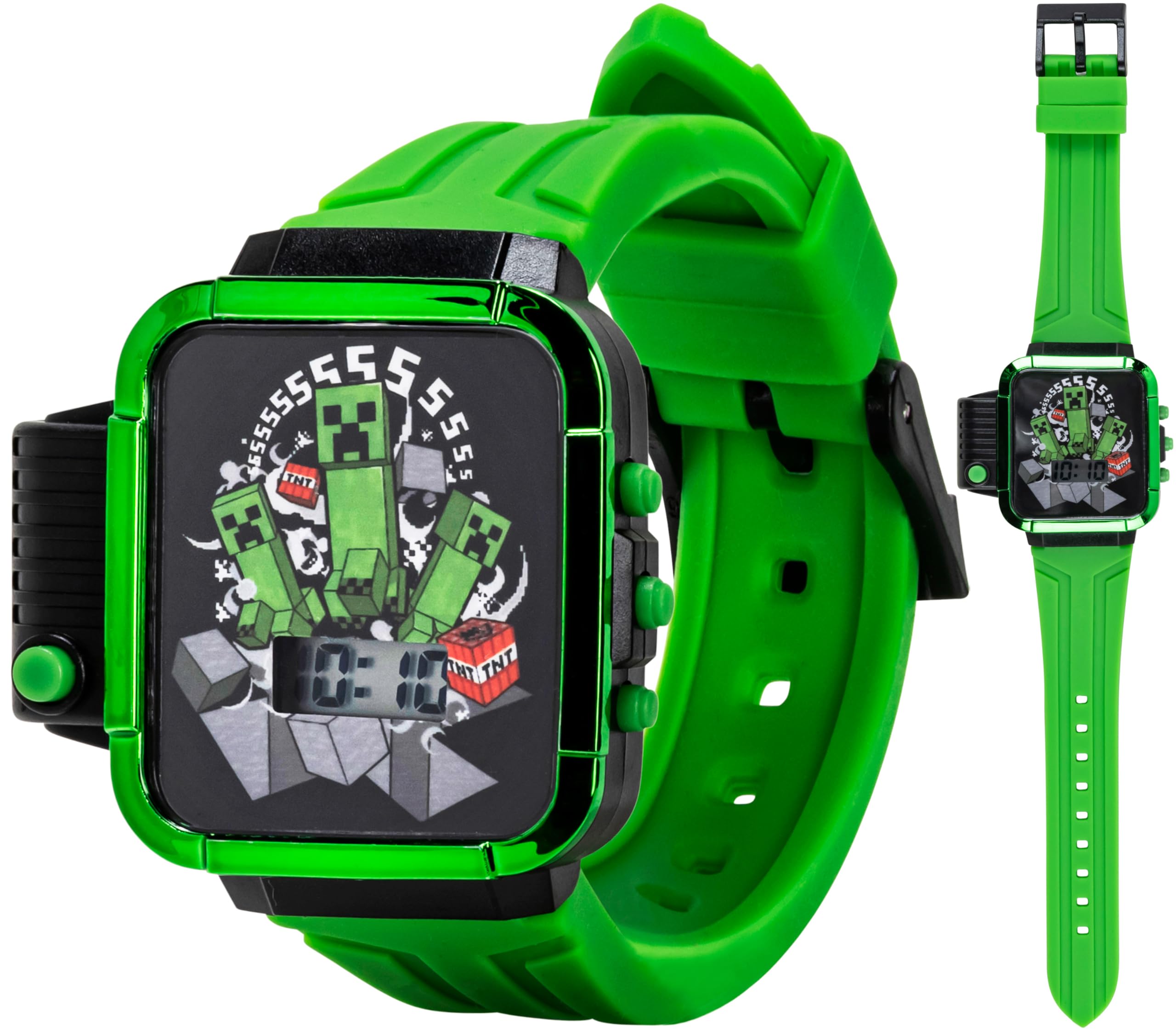 Accutime Minecraft Kids LCD Flashlight Watch with Creeper Graphic – Di - View 1