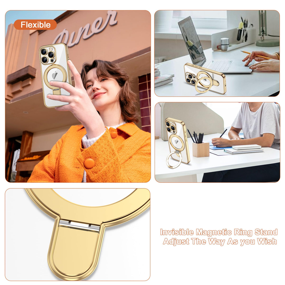 Plating Clear Phone Case for iPhone 14 Pro with Stand 6 1 - ETPESOK Official Imagery - 3