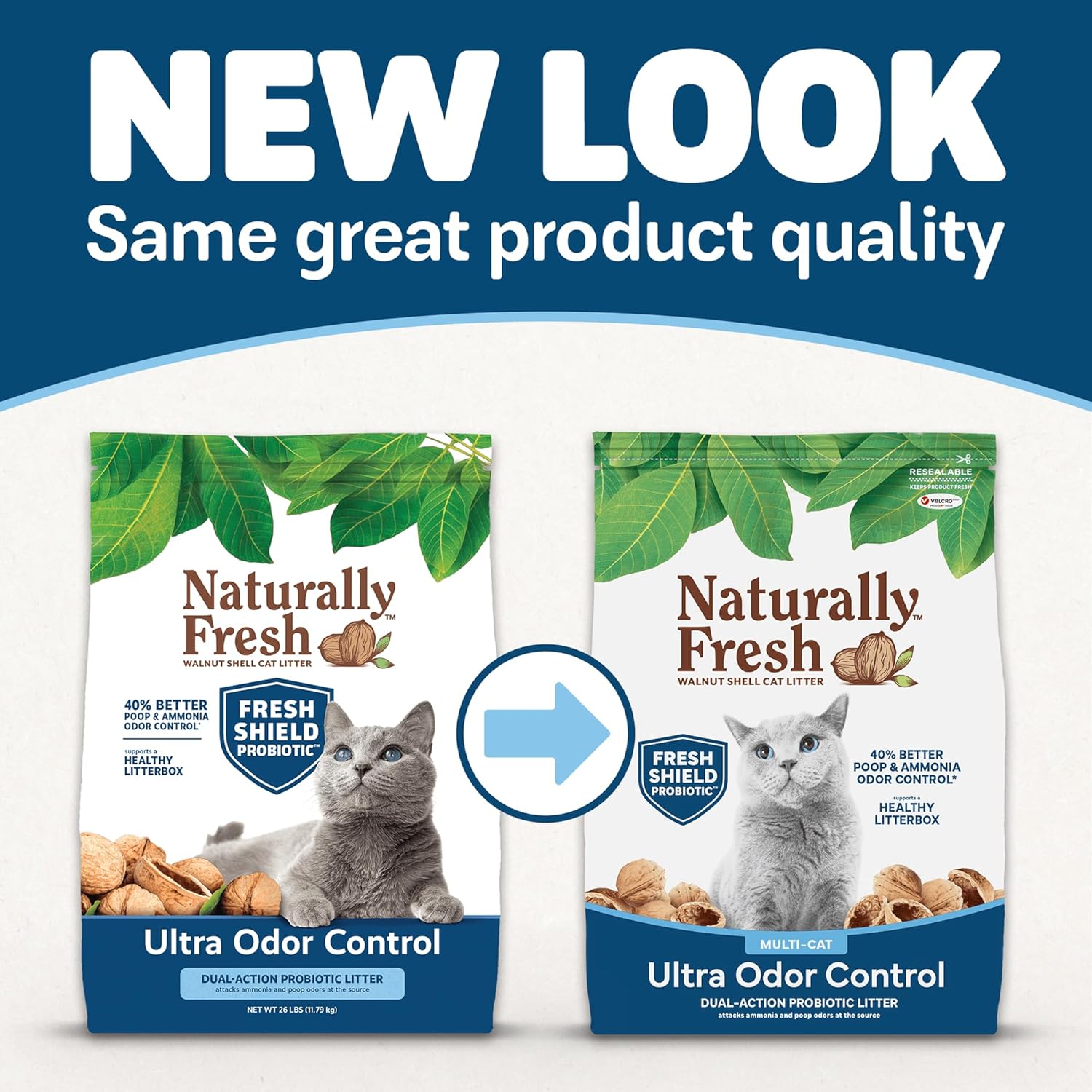 Naturally Fresh Ultra Odor Control Clumping Cat Litter 30 lb in a white bag with natural ingredients and odor control features.