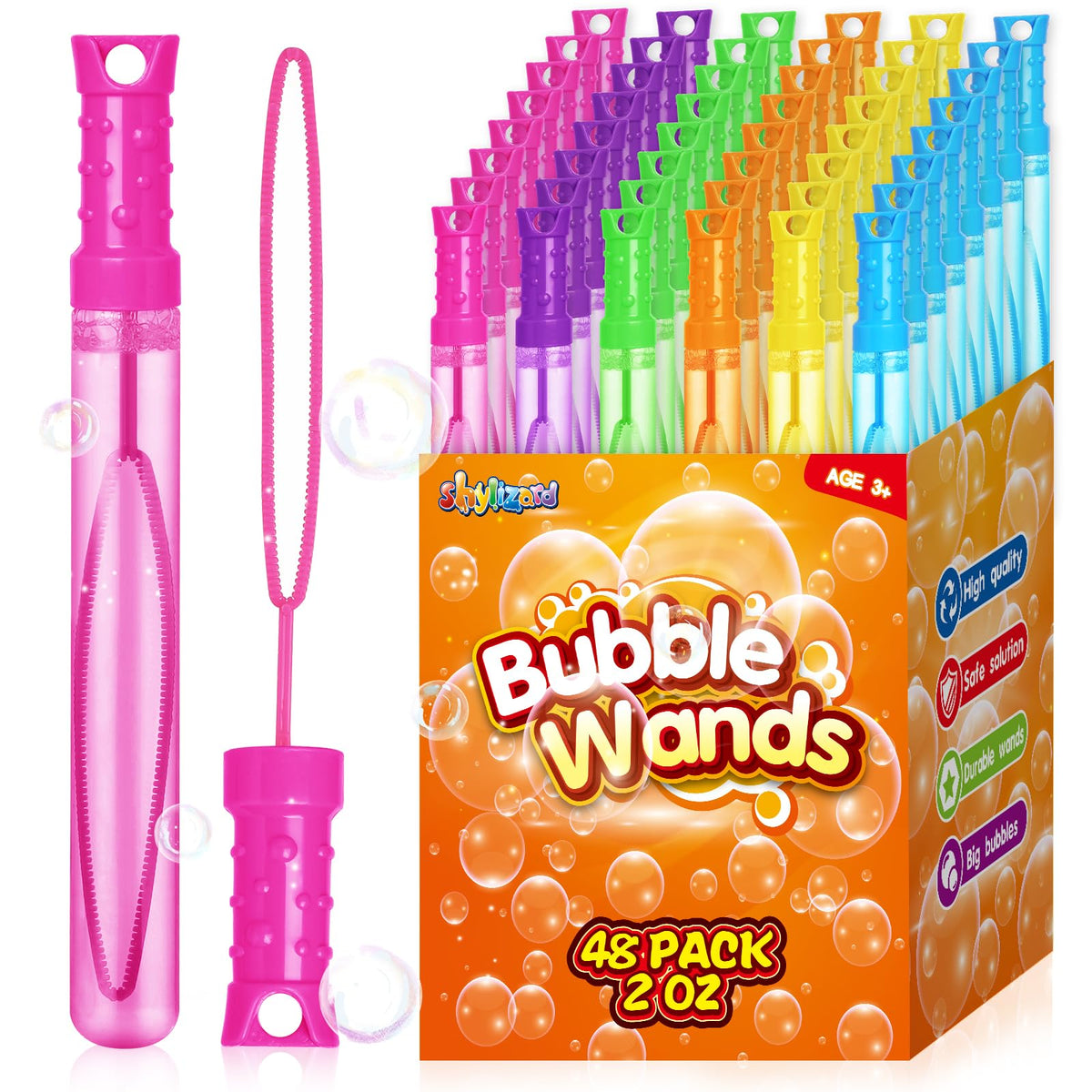 48PCS Bubble Wands for Kids Bulk Bubble Wand for Kids Party - ShyLizard Official Imagery - 1