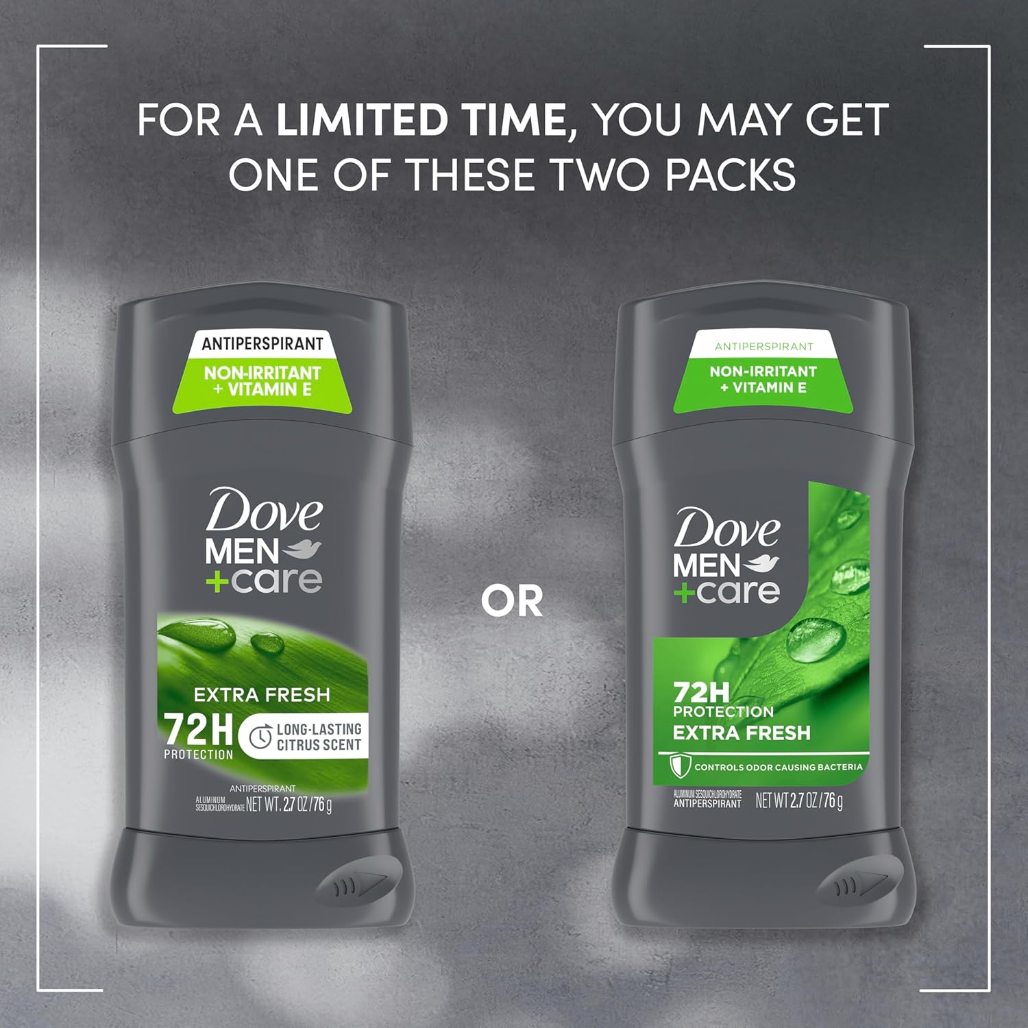 Elefair Dove Men + Care antiperspirant deodorant sticks for men, extra fresh scent, 4-pack, 2.7 oz each, with 72-hour protection