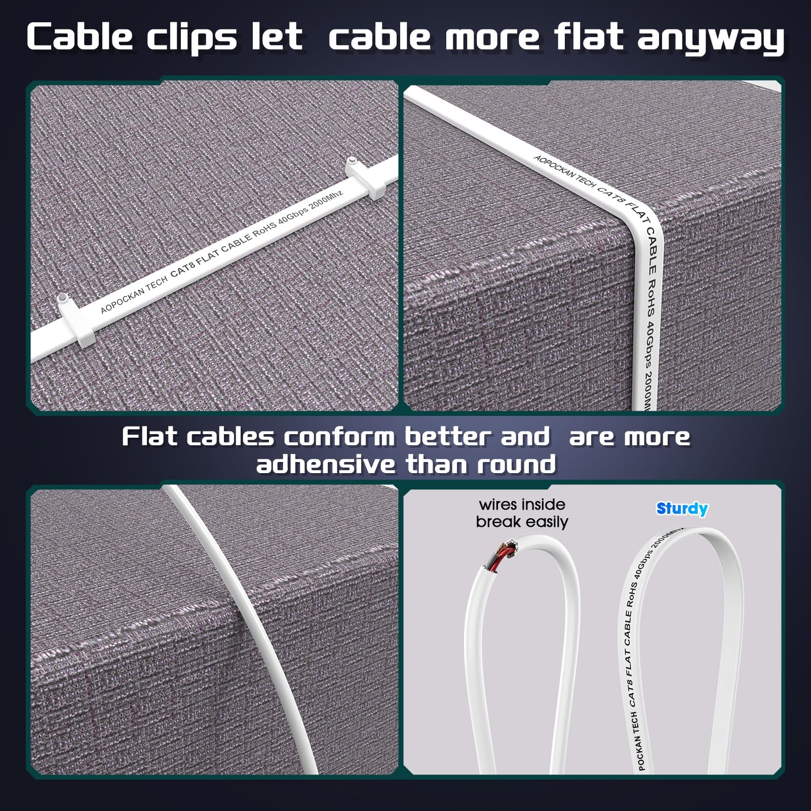 AOPOCKAN TECH Cat 8 Ethernet Cable 25 ft, Shielded Flat RJ45 Netw - AOPOCKAN TECH Official Product View 6