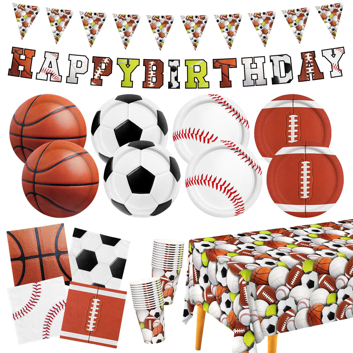 Sports Themed Birthday Party Kit for 24 - Gatherfun Official Imagery - 1