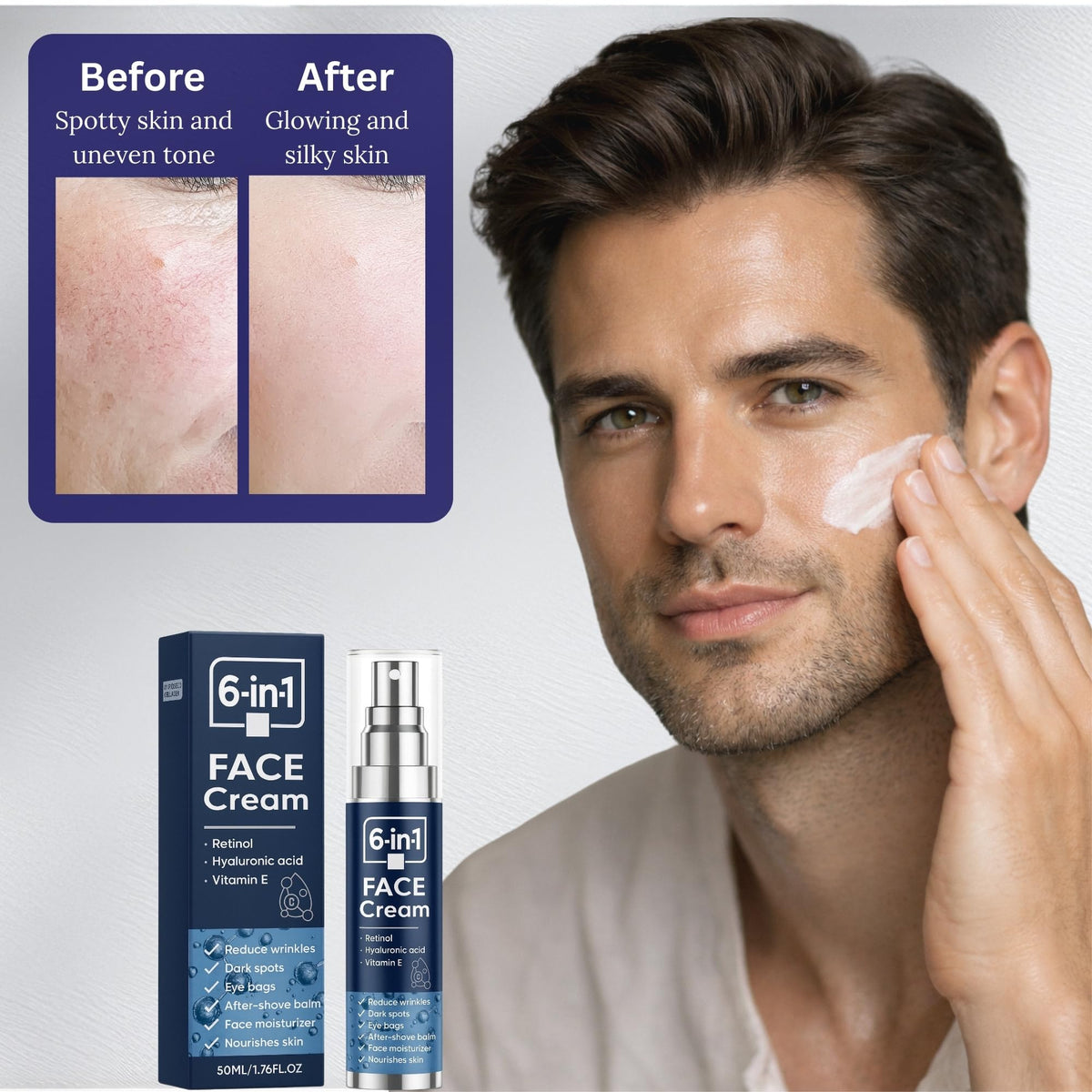 6 in 1 Face Cream for Men Anti Aging Moisturizer with - hoygei Official Imagery - 8