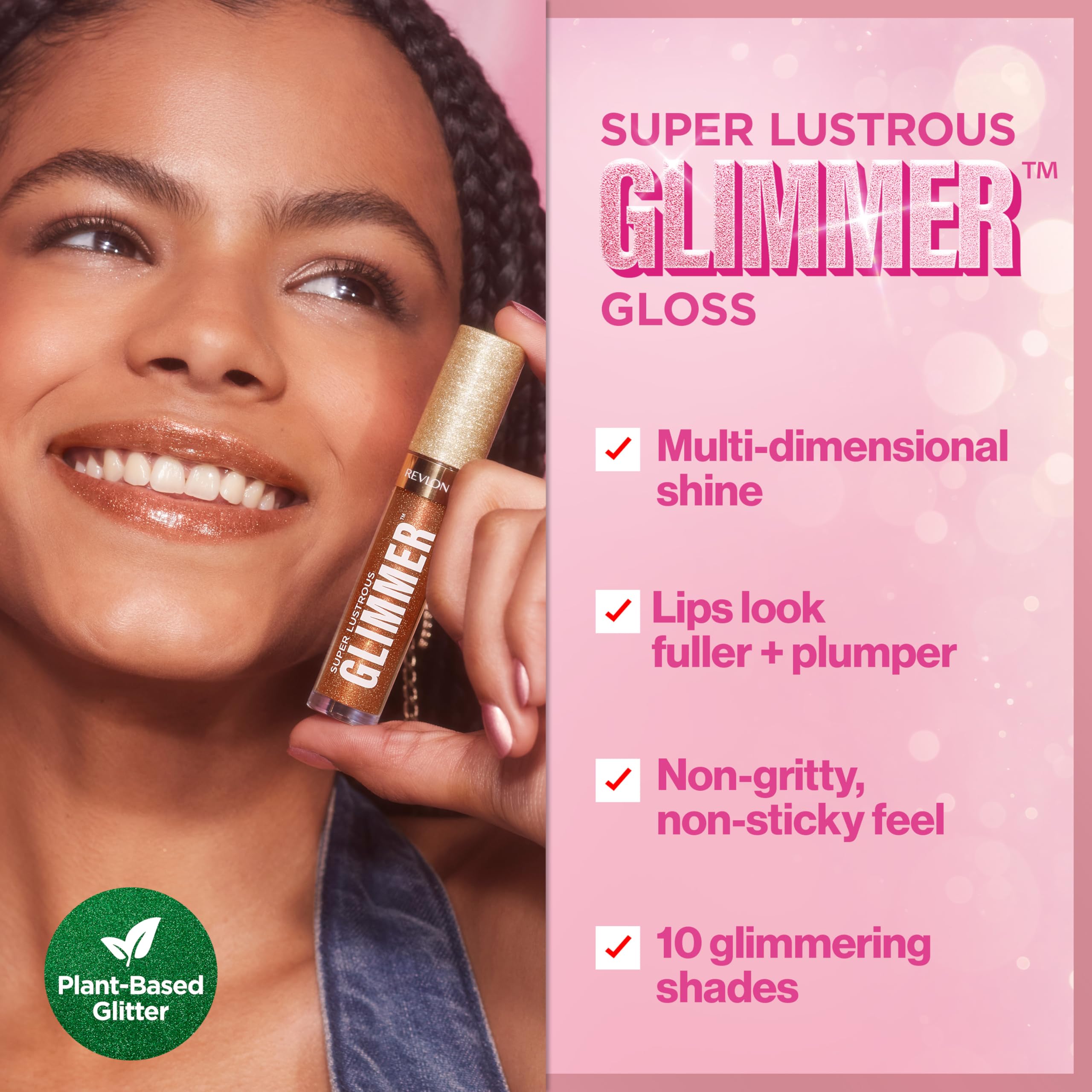REVLON Super Lustrous Glimmer Gloss, 009 Razz Beamy, 0.13 fl oz - View 4