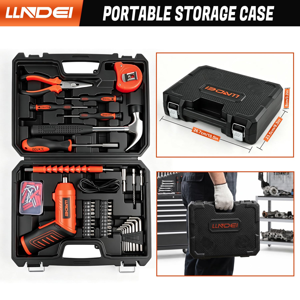 LLNDEI 80pcs Tool Box Set with 3 6V Electric Screwdriver - LLNDEI Official Imagery - 8
