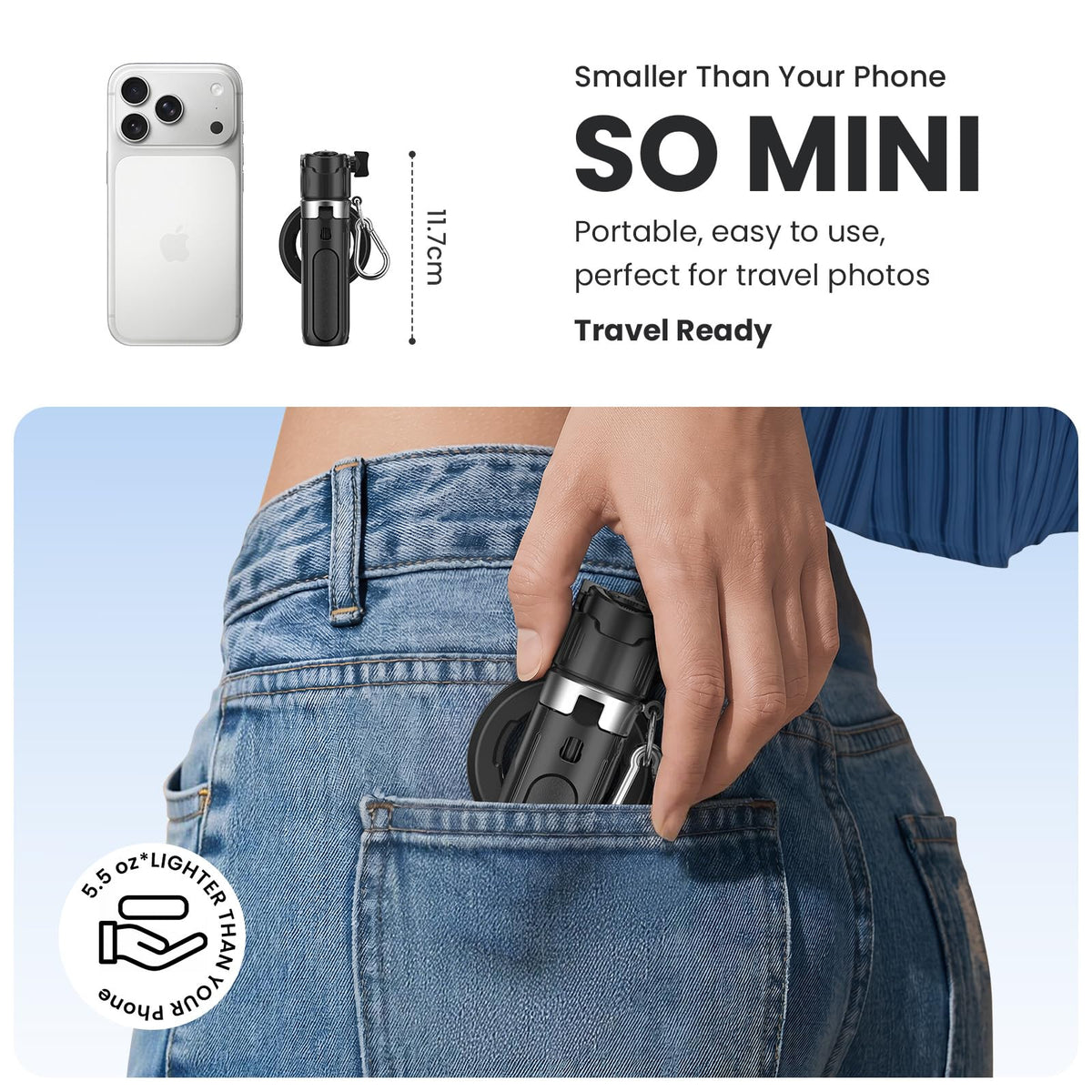 Magnetic Selfie Stick Tripod for iPhone Android MagSafe - Linber Official Imagery - 7