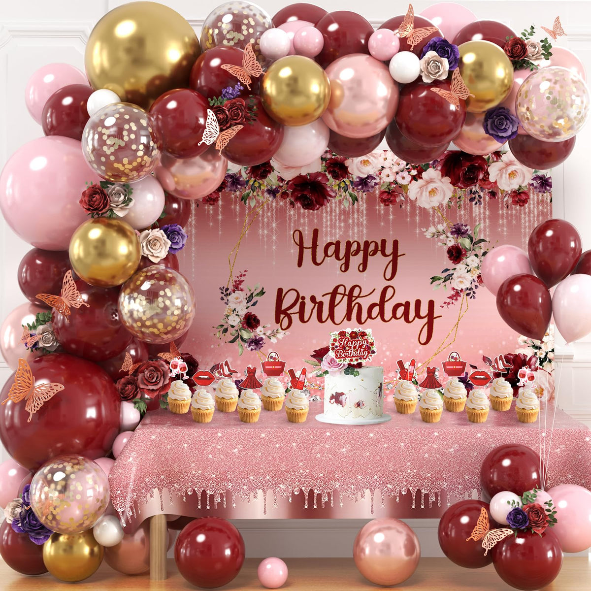 167Pcs Happy Birthday Decorations for Women with Butterfly - Golray Official Imagery - 1