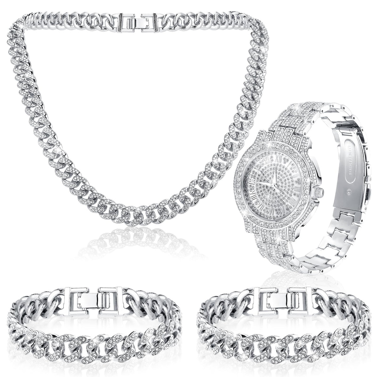 Huquary 4 Pcs Diamond Watch Halloween Costumes Link Chains - Huquary Official Imagery - 1