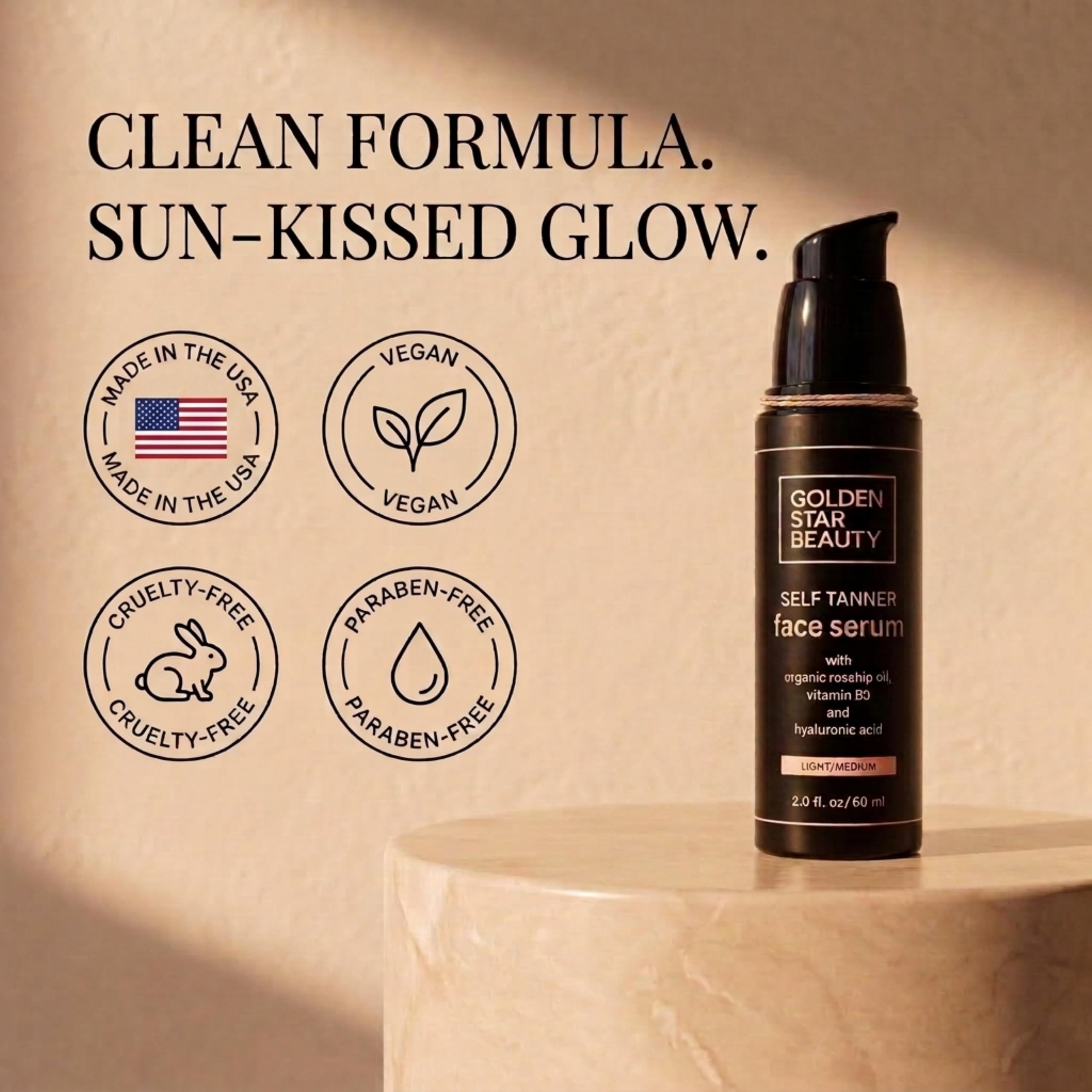 Face Tanner – Self Tan Serum w/Hyaluronic Acid and Organic Oils, Self Tanners Best Sellers, Facial Sunless Tanner for Natural Sunkissed Glow, Fake Tan Moisturizer, 2.0 fl - GOLDEN STAR BEAUTY Official Product View 8