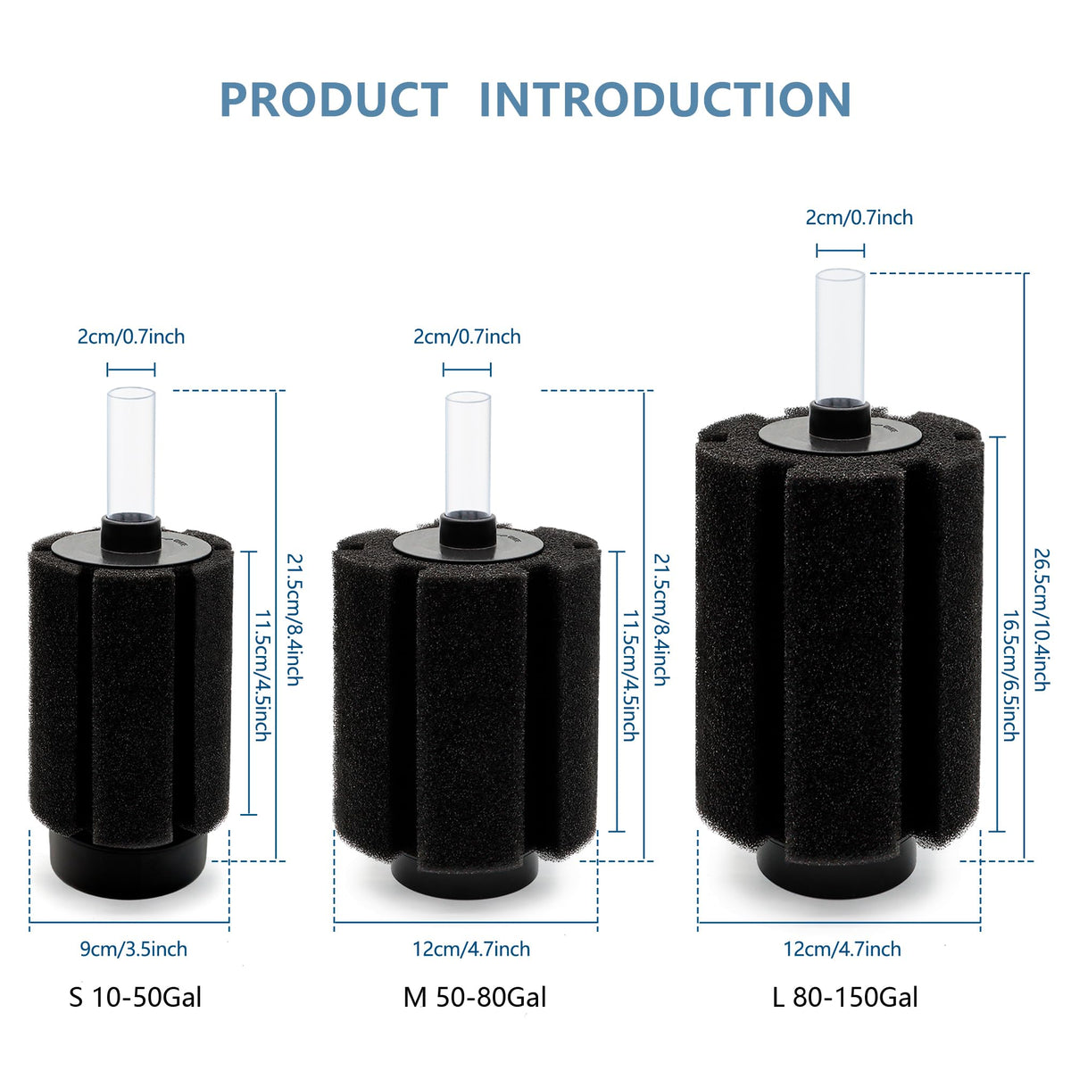 70 80 Gal Aquarium Sponge Filter with Air Stone Ceramic - DVHEY Official Imagery - 7