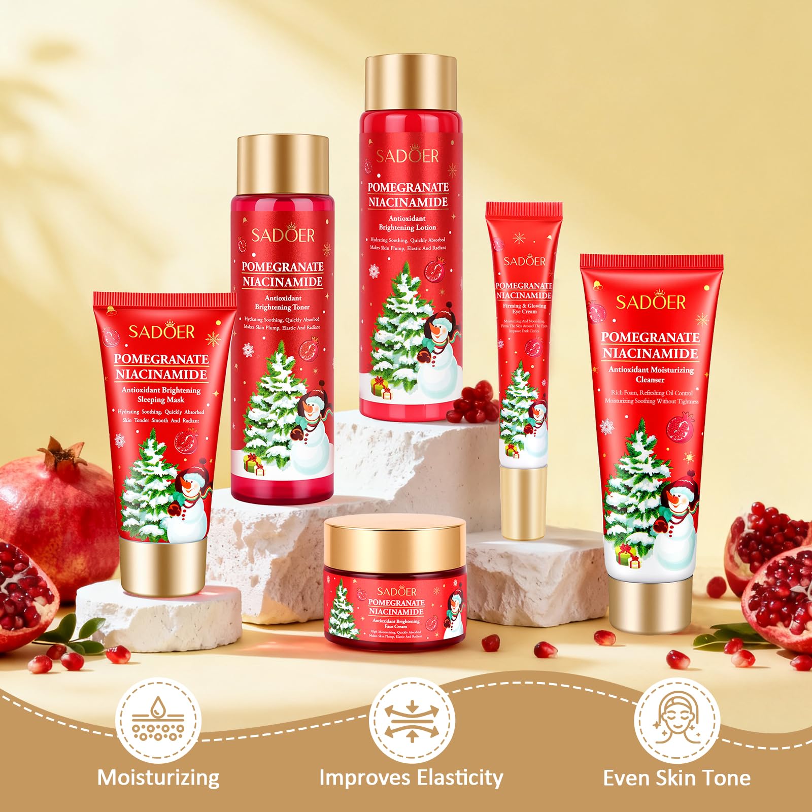 Gifts for Women 6 Pcs Skin Care Set Pomegranate Moisturize - ZKONLY