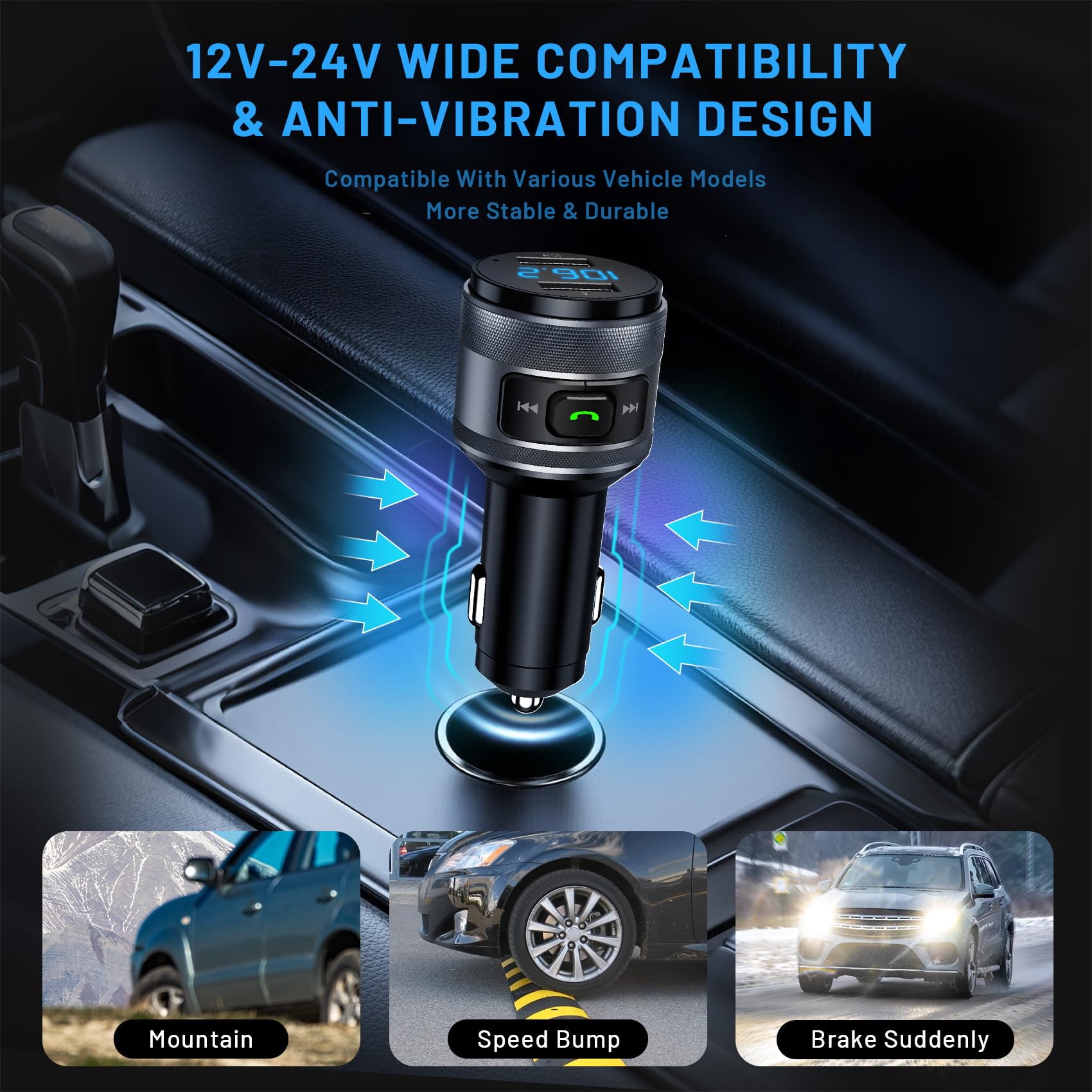 IMDEN Bluetooth 6.0 FM Transmitter for Car Adapter with MP3 Playe by IMDEN - Angle View 6