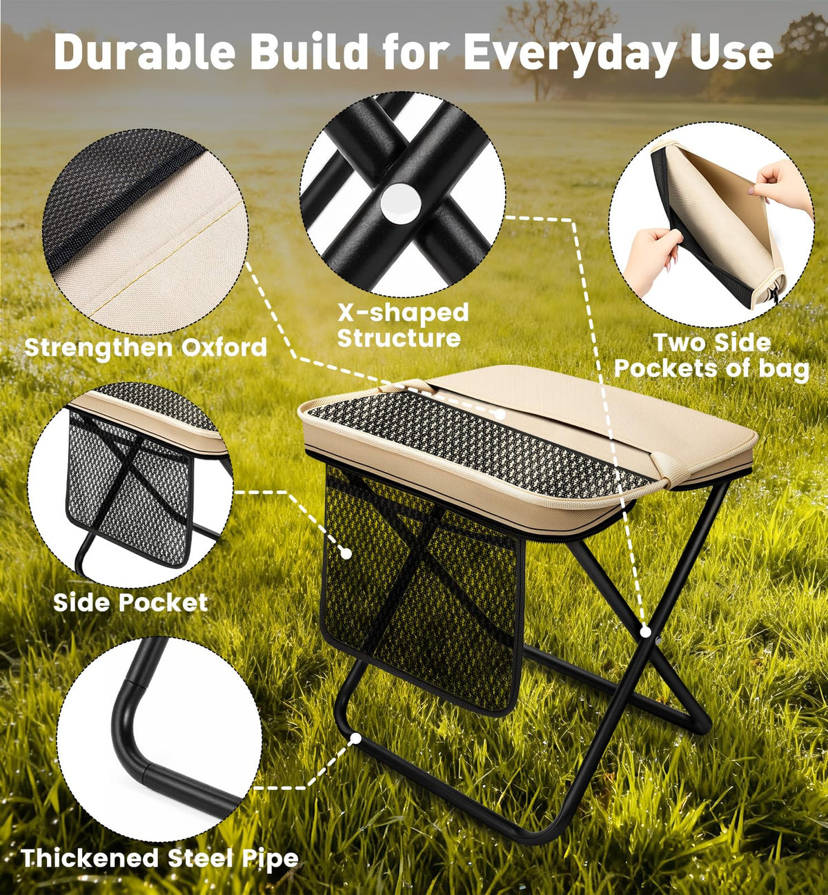 2 Pack Portable Folding Stools Collapsible Pocket Chair - OrbitShell Official Imagery - 6