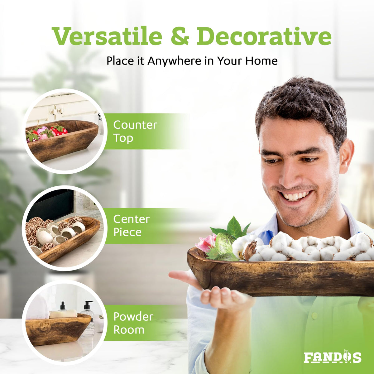FANDOS Wooden Dough Bowl for Decor - FANDOS Official Imagery - 6