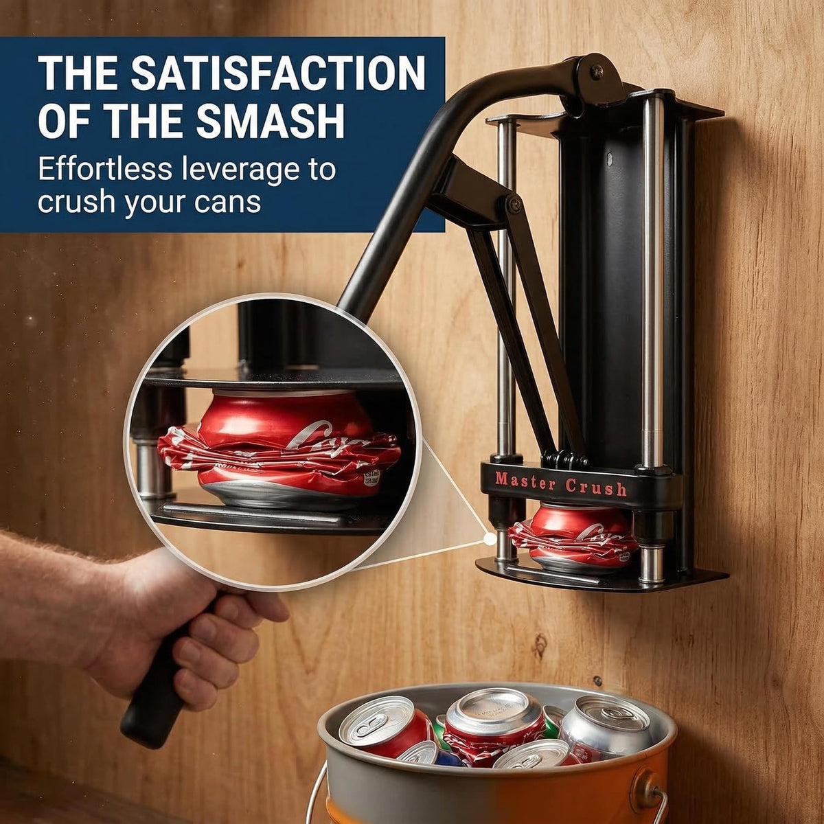 Heavy Duty Wall Mounted Can Crusher - MasterCrush Official Imagery - 5