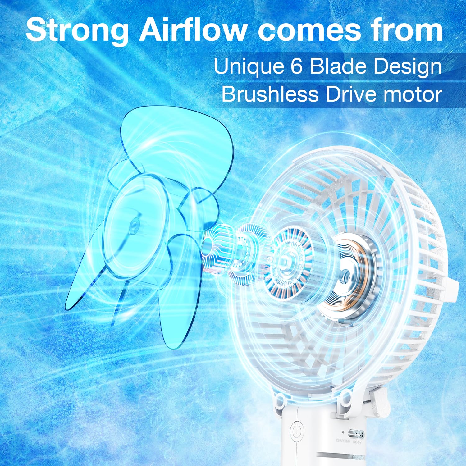 VersionTECH. Portable Handheld Fan, Powerful+Durable+4000mAh+180° by VersionTECH. - Angle View 3