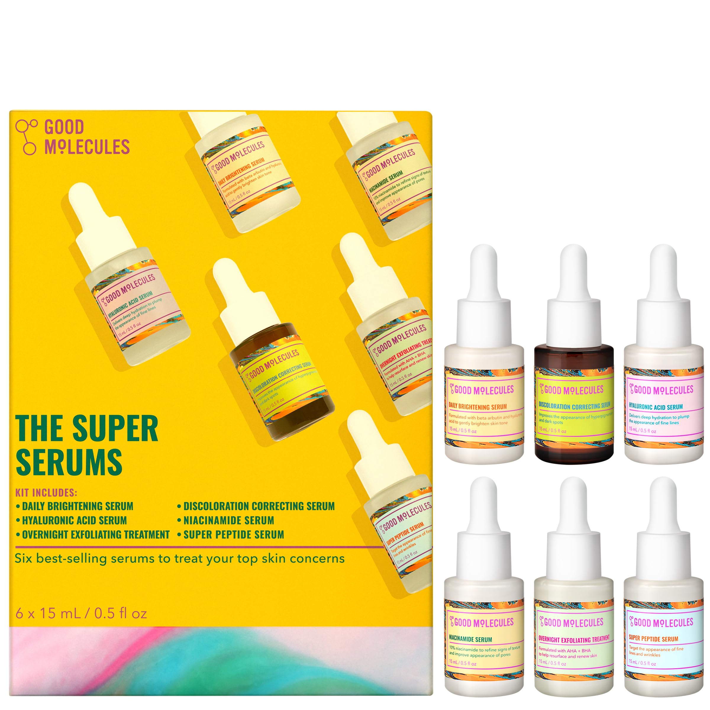 Good Molecules The Super Serums Discovery Set – 6 Mini Serums - Product Imagery