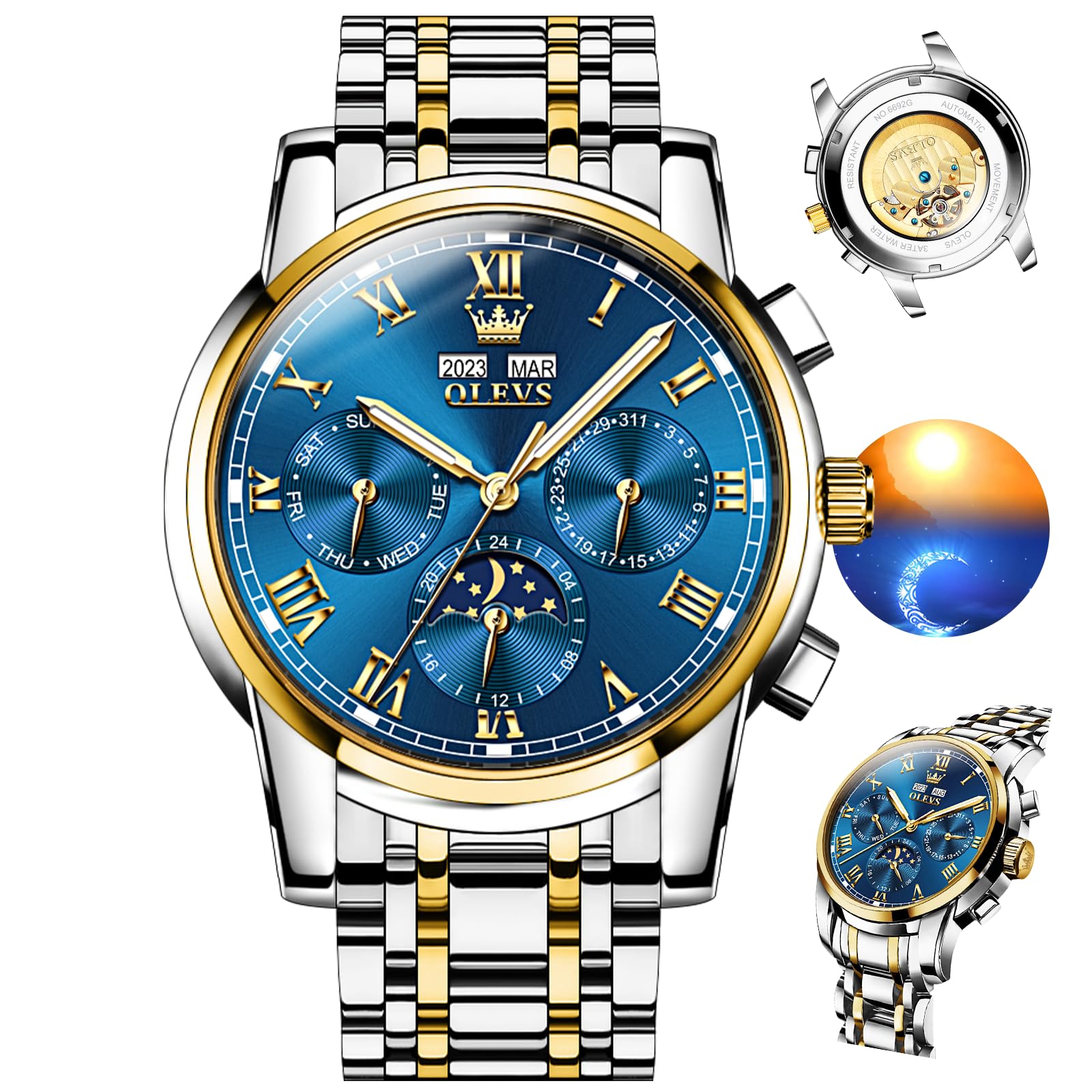 OLEVS Watches for Men Luxury Stainless Steel 30M Waterproof Quartz Dre - View 10