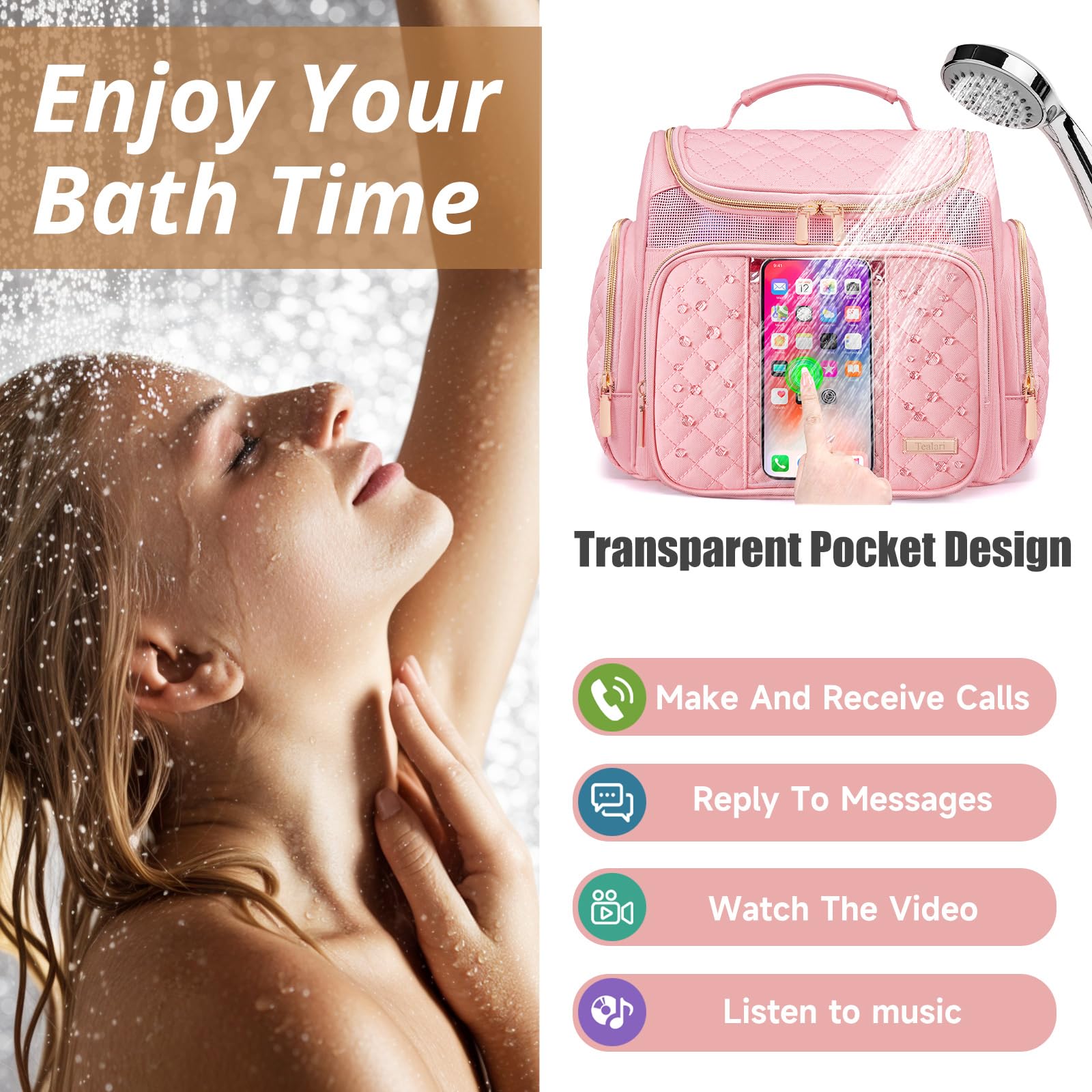 Tealari Large Toiletry Bag for Women Men Bathroom Bag Water - Tealari Official Imagery - 4