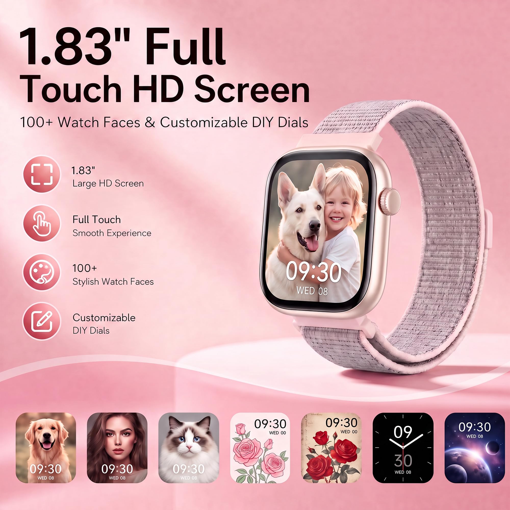 KIPTUMTEK Smart Watch for Women, Bluetooth Answer/Make Calls, 1.83"HD - View 2