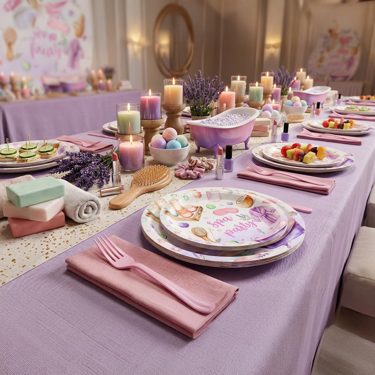 Spa Birthday Party Supplies for 40 Guests Spa Party Plates - SamPartyShop Official Imagery - 8