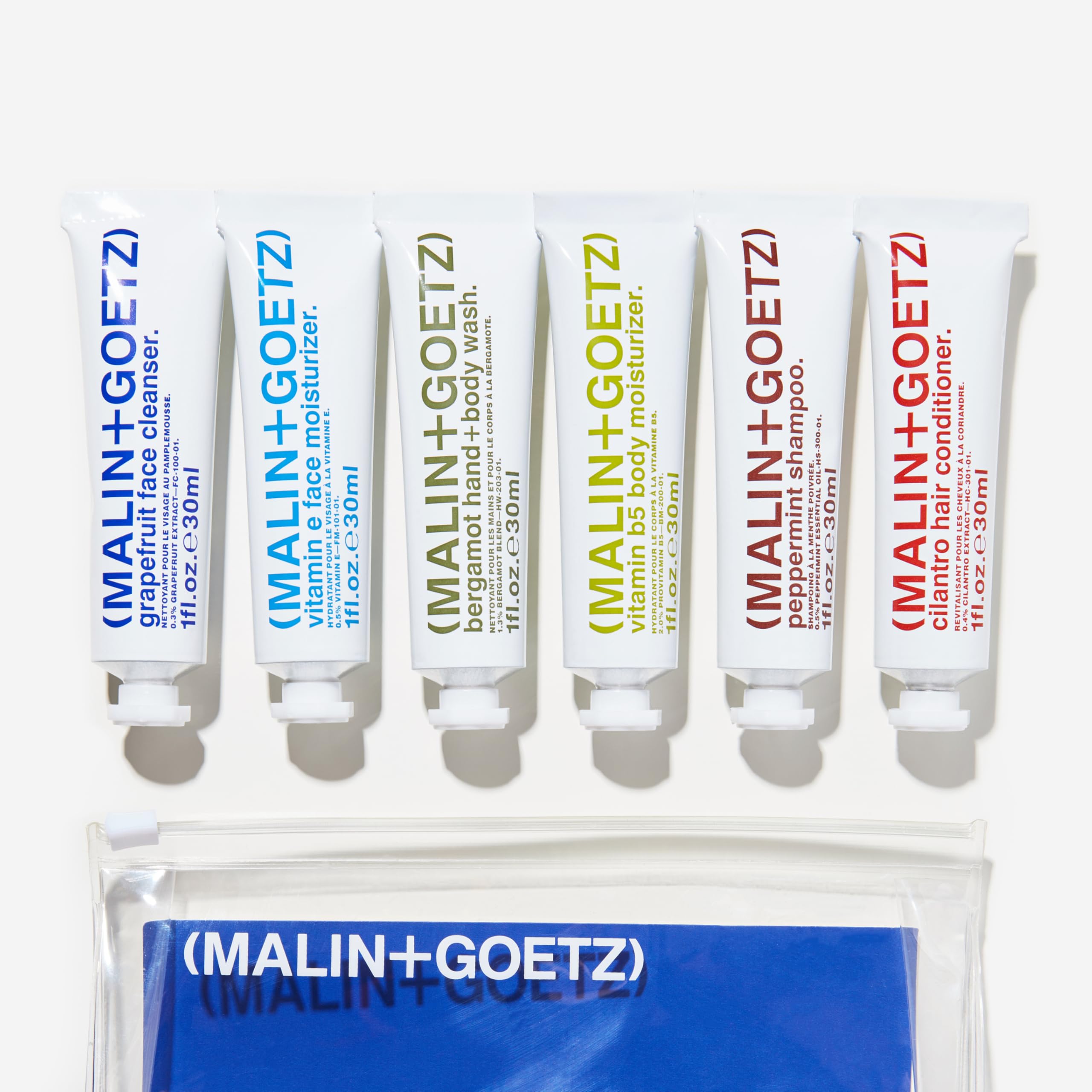 MALIN+GOETZ Best-Sellers Travel Kit | Six Everyday Essentials for Face, Body + Hair | Grapefruit Face Cleanser, Vitamin E Face Moisturizer, Peppermint Shampoo + More | Vegan, Travel-Friendly(6 x 1 oz) - Elefair Tech Official Product View 3