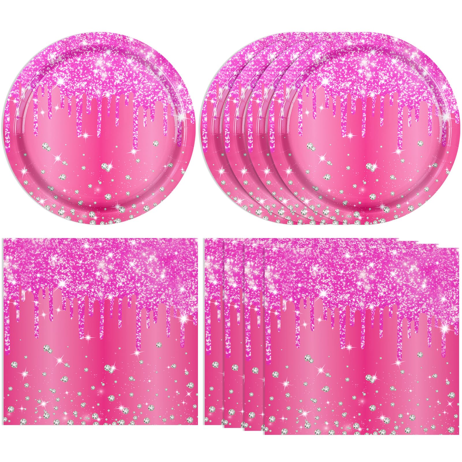 40 PCS Hot Pink Happy Birthday Decorations - Rose Pink Party - Product Imagery