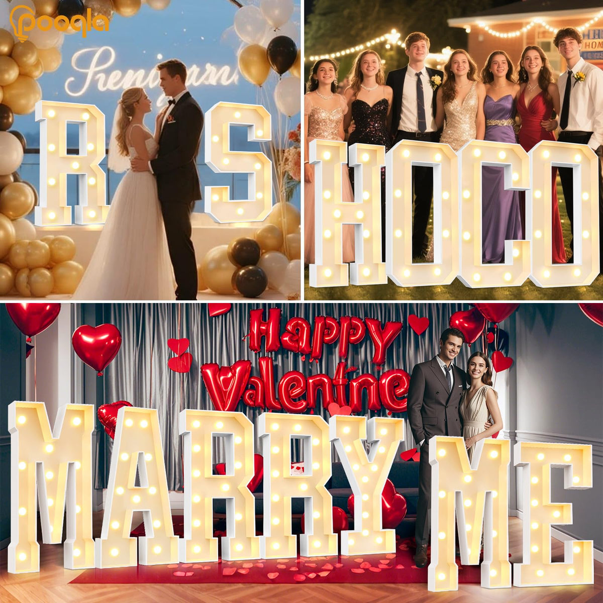 3FT Marquee Light Up Letters LED Letters Big Mosaic Marquee - Pooqla Official Imagery - 8