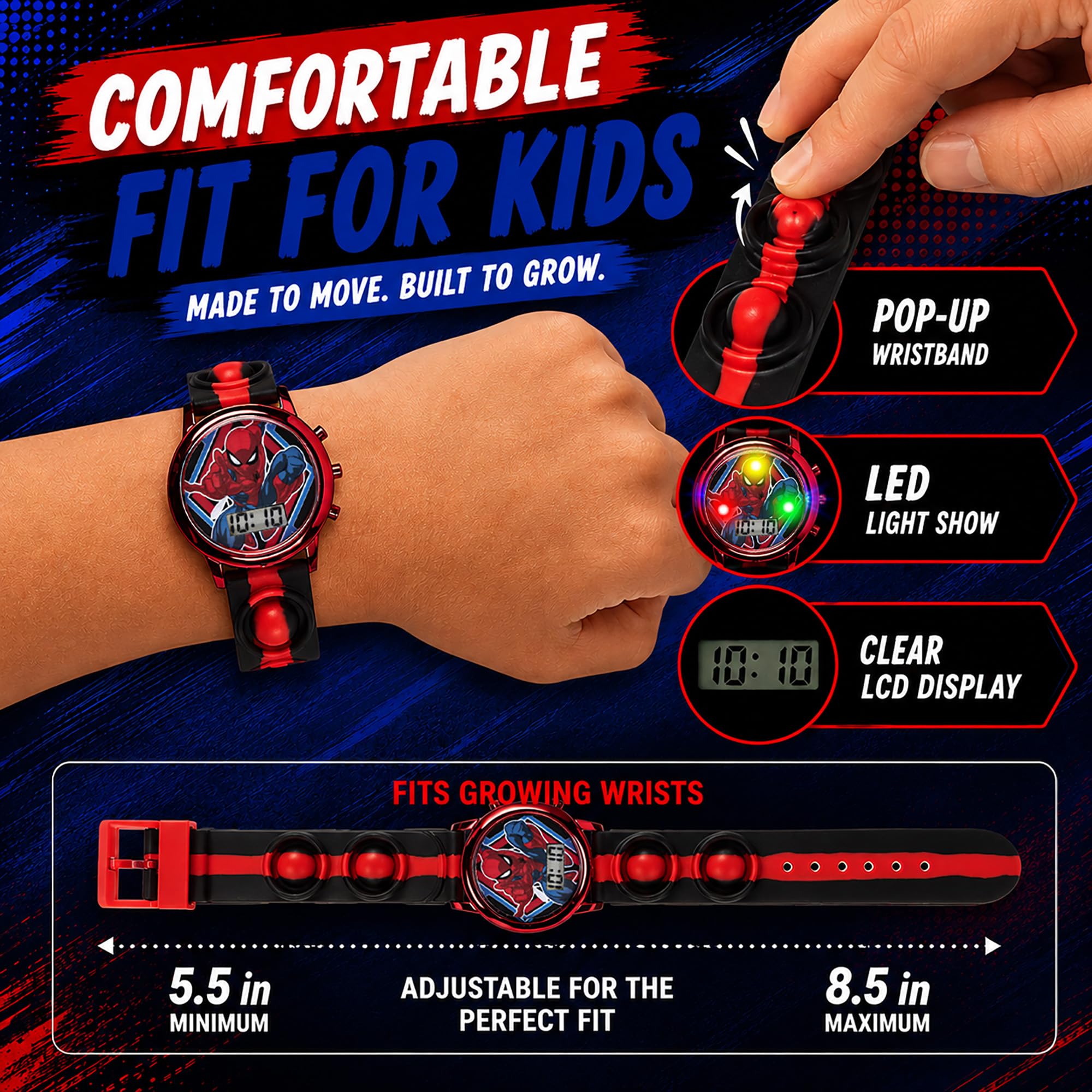 Accutime Marvel Spiderman Kids Digital LCD Wrist-Watch with Red, Green - View 4
