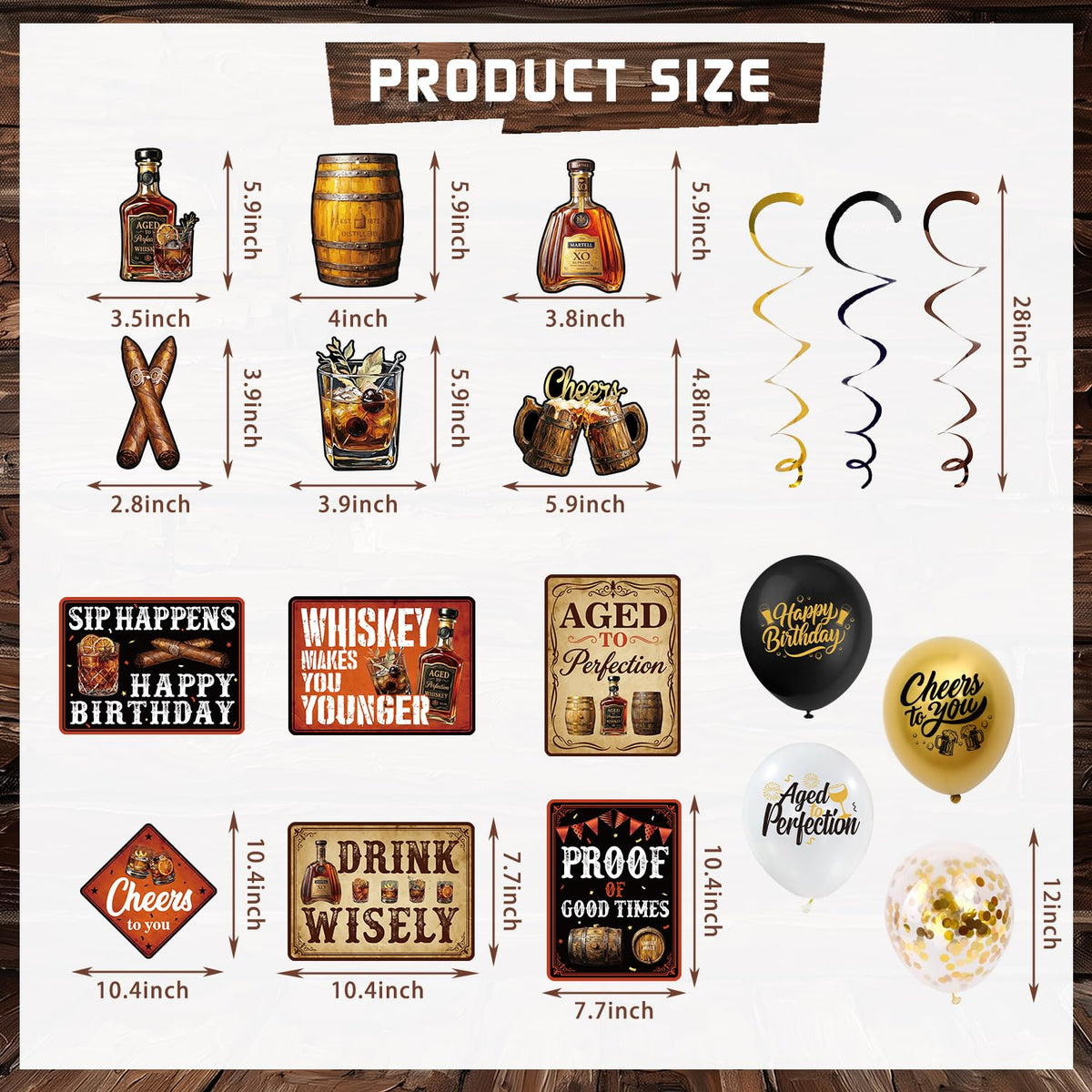 Whiskey Birthday Decorations for Men Aged to Perfection - Mpanwen Official Imagery - 7