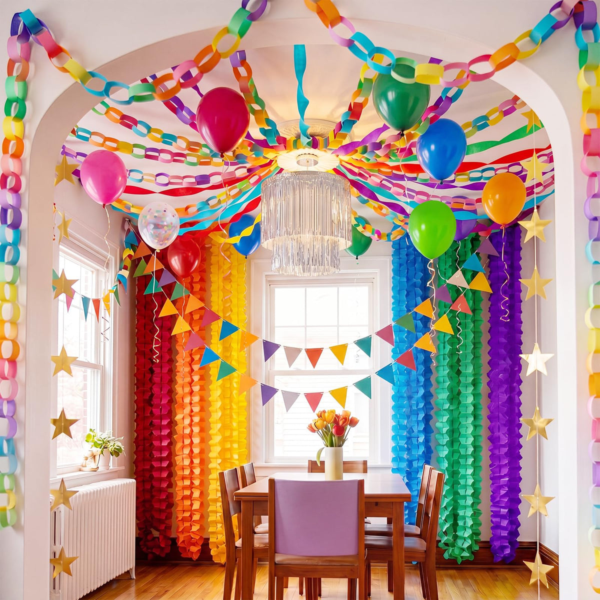 TaoBary Rainbow Party Decorations 492ft Crepe Streamers 600 - TaoBary Official Imagery - 5