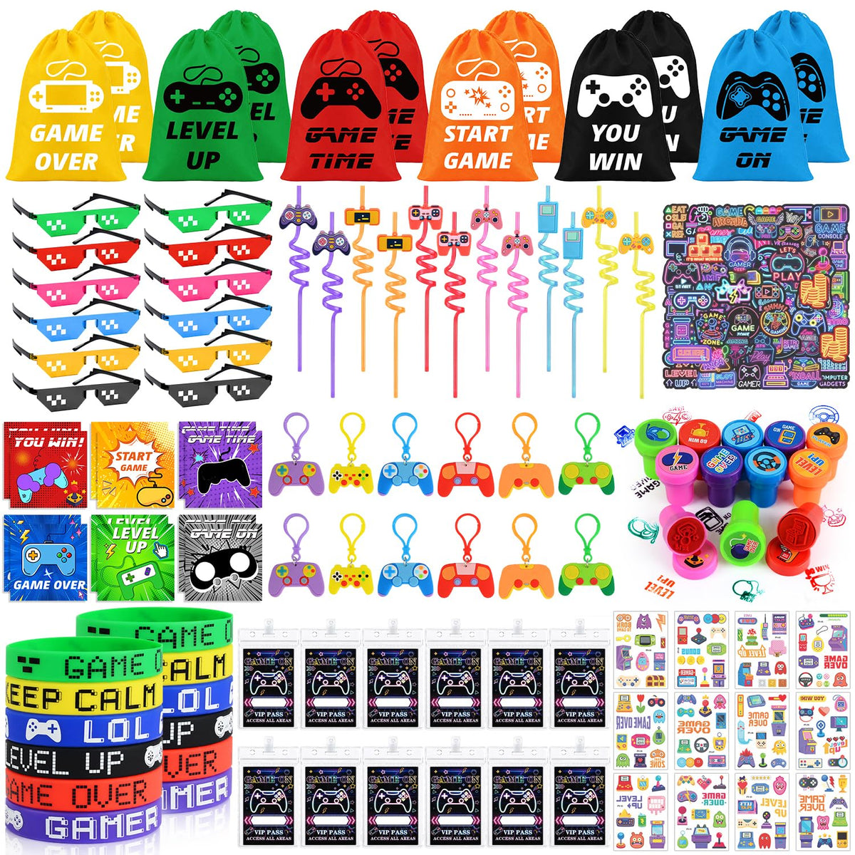 Video Game Party Favors for Kids 158 PCS Gamer Birthday - KISPATTI Official Imagery - 1