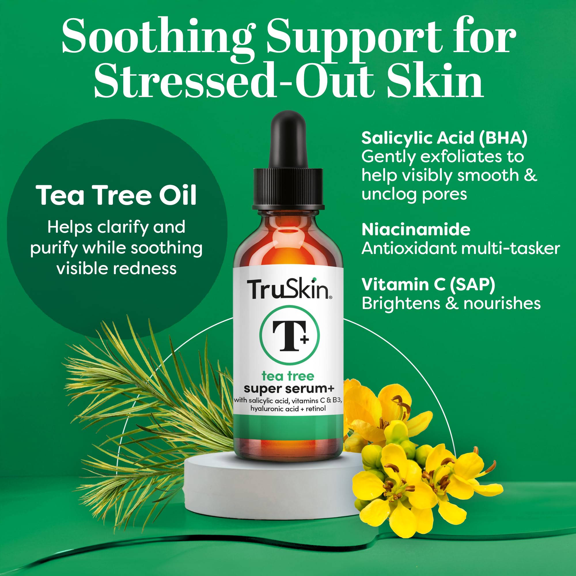 TruSkin Tea Tree Acne Serum with Salicylic Acid Retinol 2 fl - TruSkin Official Imagery - 3