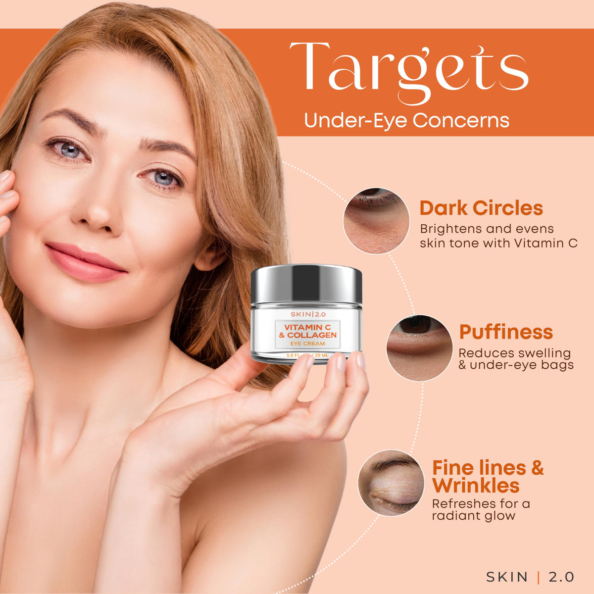 Skin 2 0 Vitamin C Collagen Under Eye Cream for Dark Circles - Skin 2.0 Official Product Imagery - 8