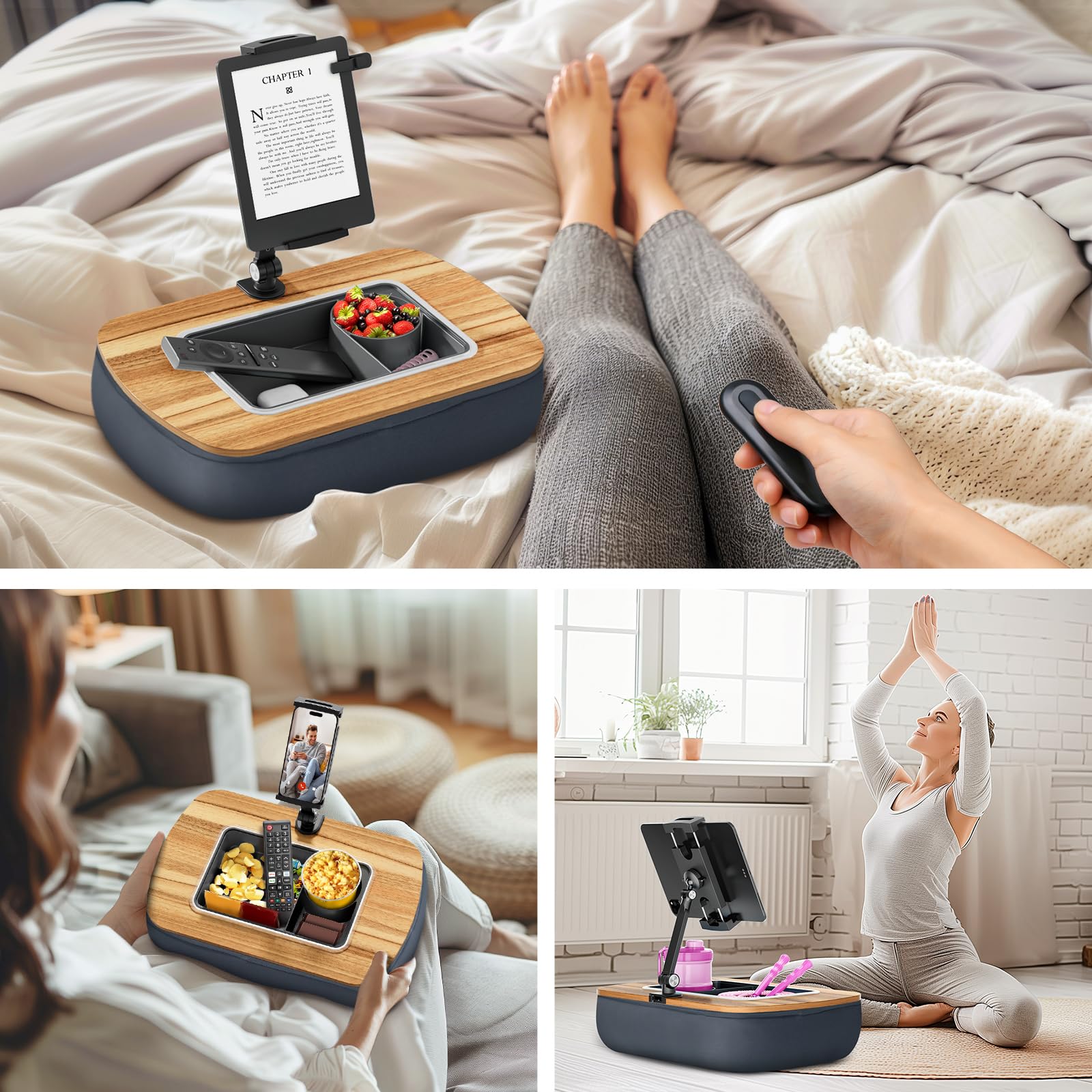 ERGONOV Tablet Pillow Stand for Lap, Adjustable iPad Holder with Snack - View 4