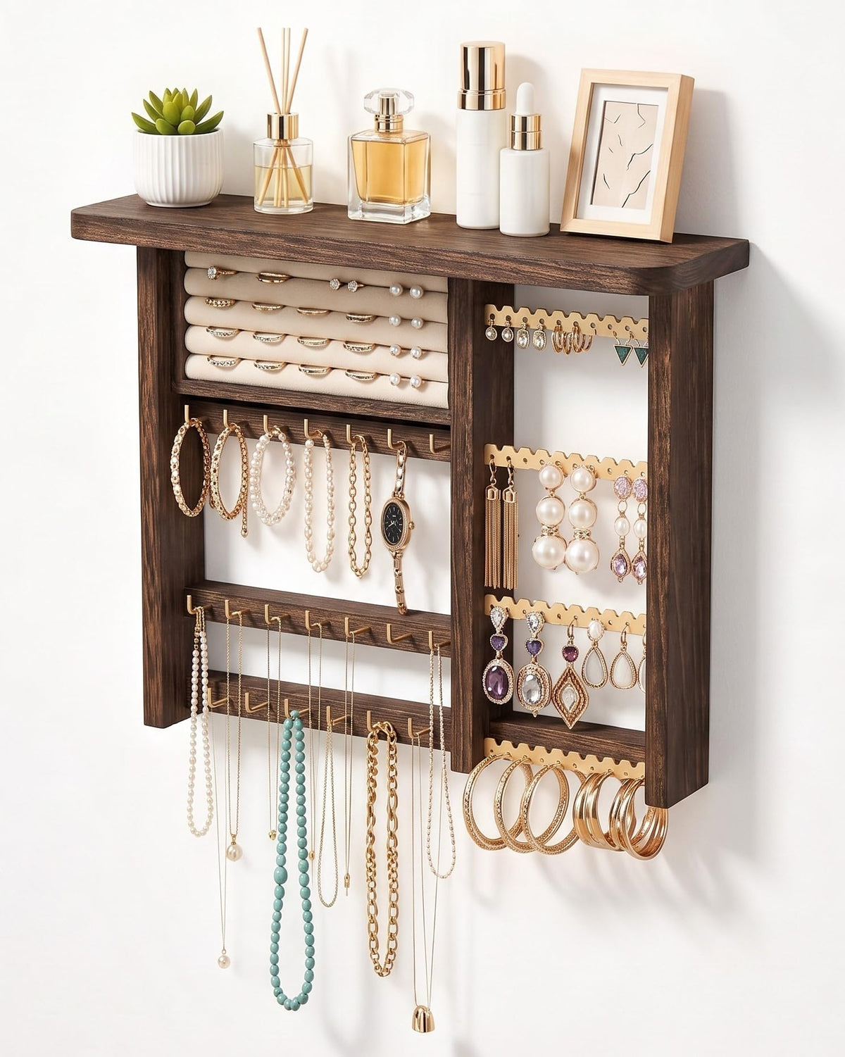 Lolalet Hanging Jewelry Organzier Wall Mounted Wooden - Lolalet Official Imagery - 8