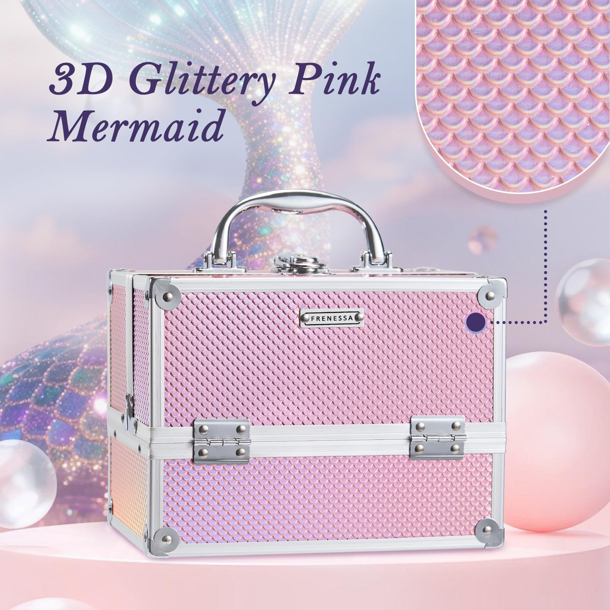 Makeup Train Case 8 85 Inch Portable Makeup Case Organizer - FRENESSA Official Imagery - 7