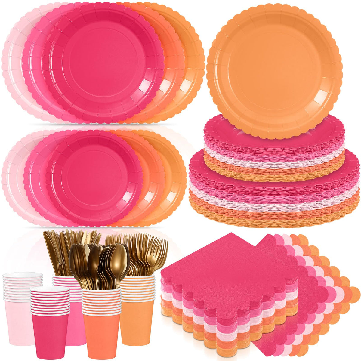 Zhehao 175 Pcs Candy Colors Party Plates Cups Napkins Set - Zhehao Official Imagery - 8