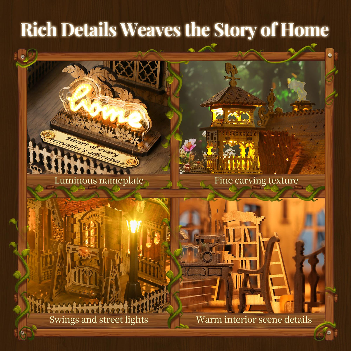 FUNPOLA 3D Wood Puzzle Countryside Cottage Model - FUNPOLA Official Imagery - 5