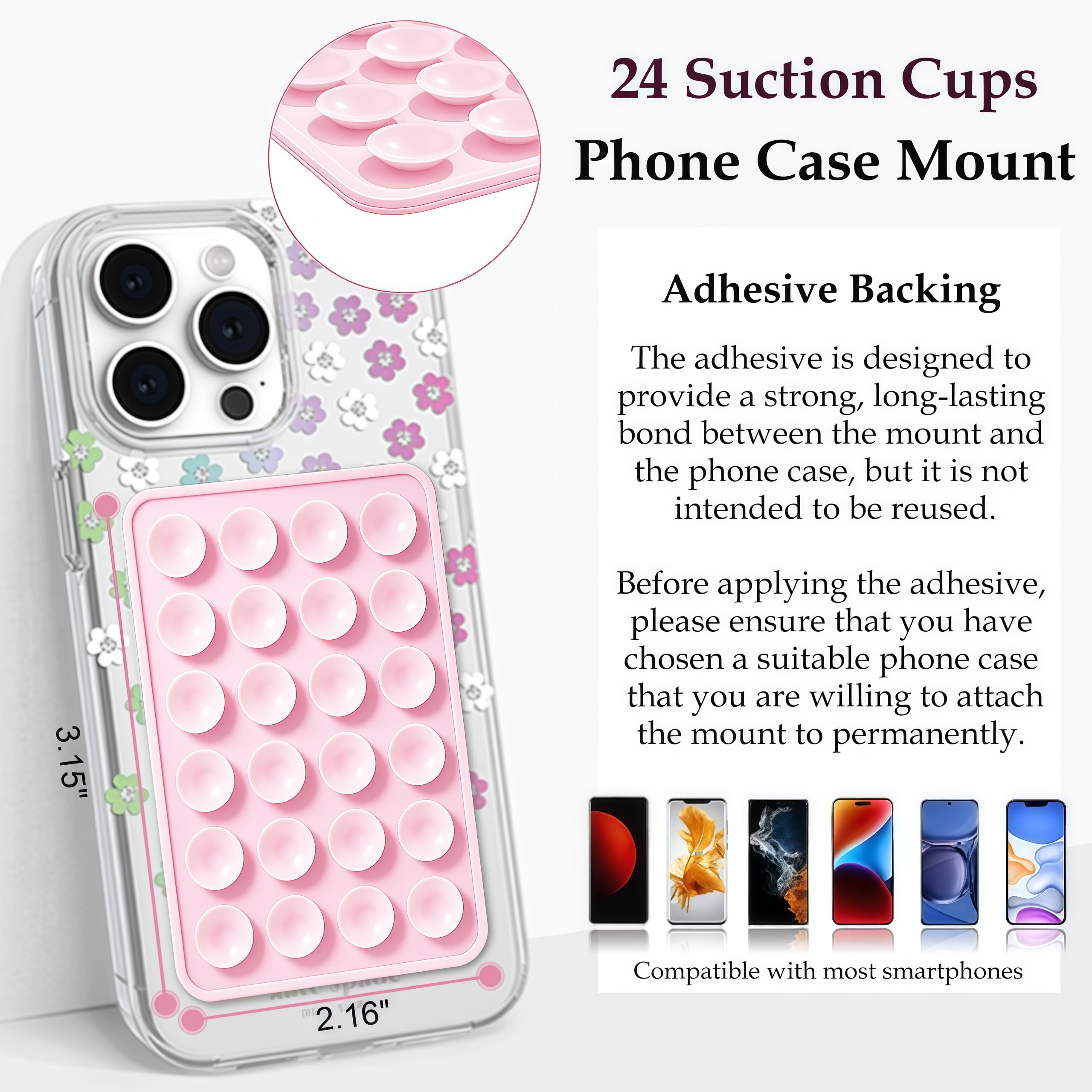 Galundge Anteel 2 Pack Silicone Suction Phone Case Mount, Non Sli by Galundge - Angle View 6