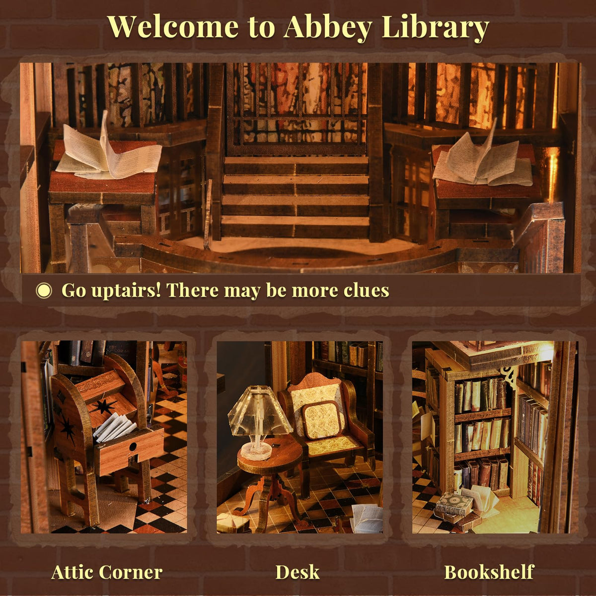 CCCDF Abbey Library Book Nook Kit DIY Miniature House Kit - CCCDF Official Imagery - 7