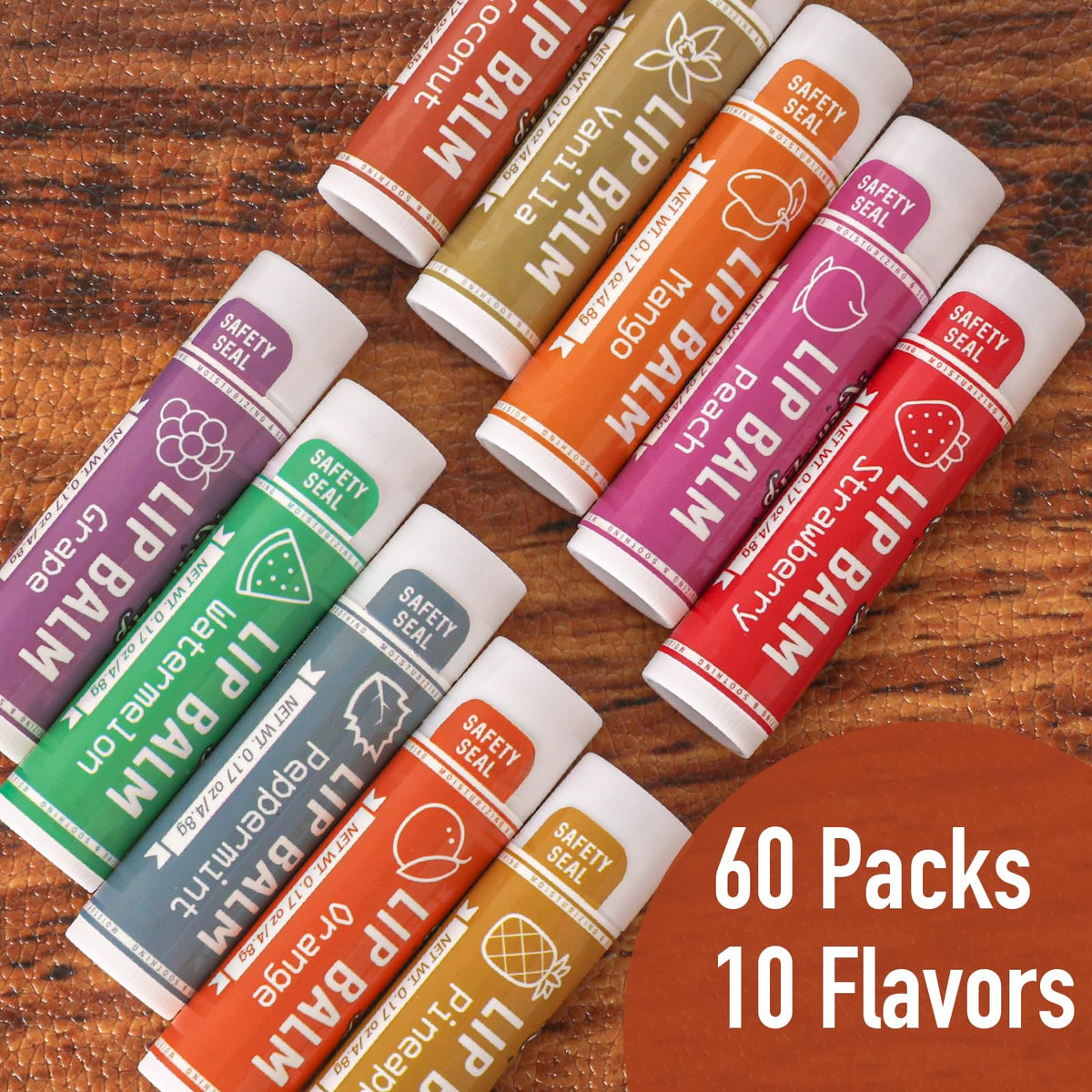 AZEN 60 Pack Natural Lip Balm Moisturizing Lip Care Product - AZEN Official Imagery - 4