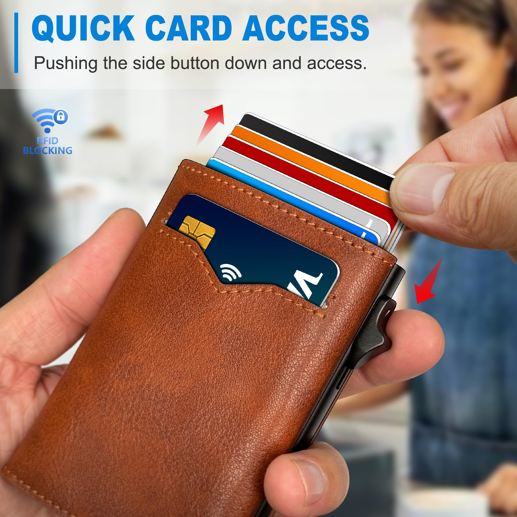 Miyozi Pop-Up Metal Wallet – RFID Blocking Trifold