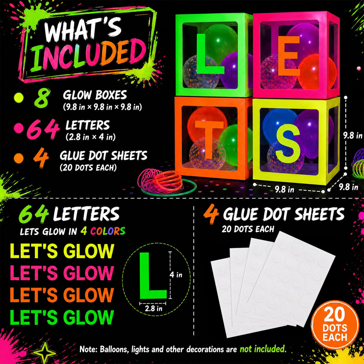 Mega L Glow in the Dark Party Supplies Neon Balloon Boxes 8 - Mega-Loopolis Official Imagery - 6