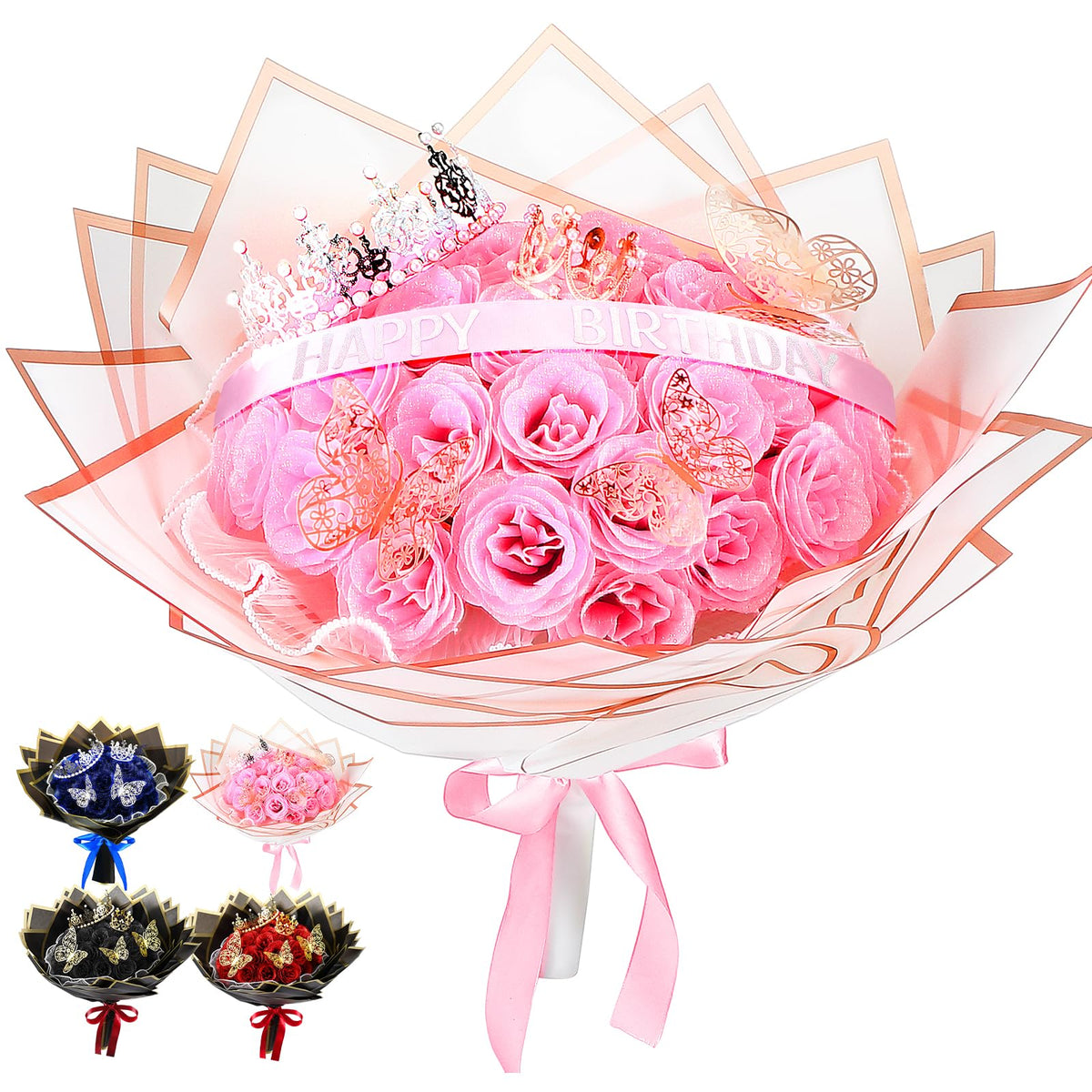 24 Pcs Glitter Roses Bouquet DIY Flower Pink - Thiccywoov Official Imagery - 1